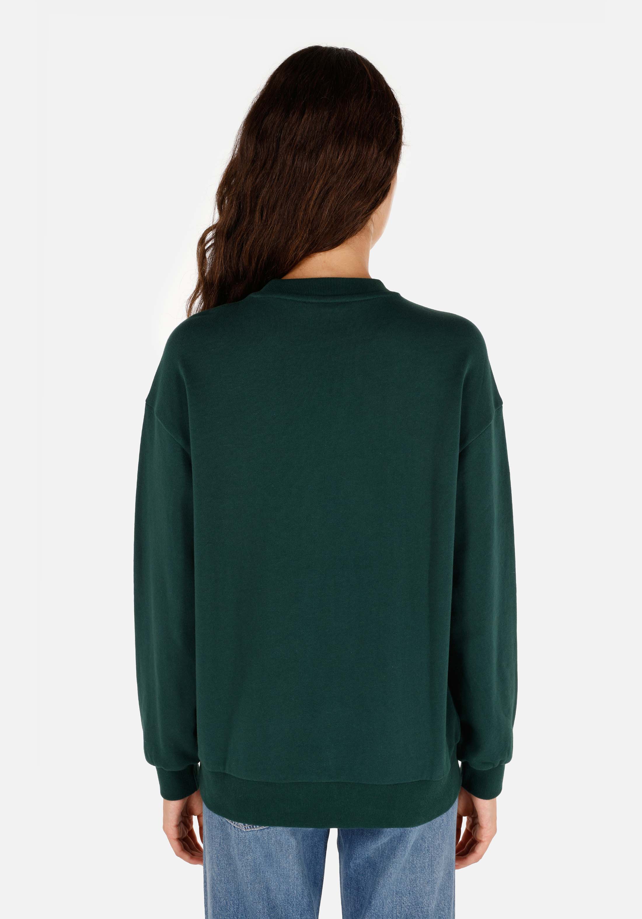 Regular Fit Yuvarlak Yaka Baskılı Kadın Yeşil Sweatshirt