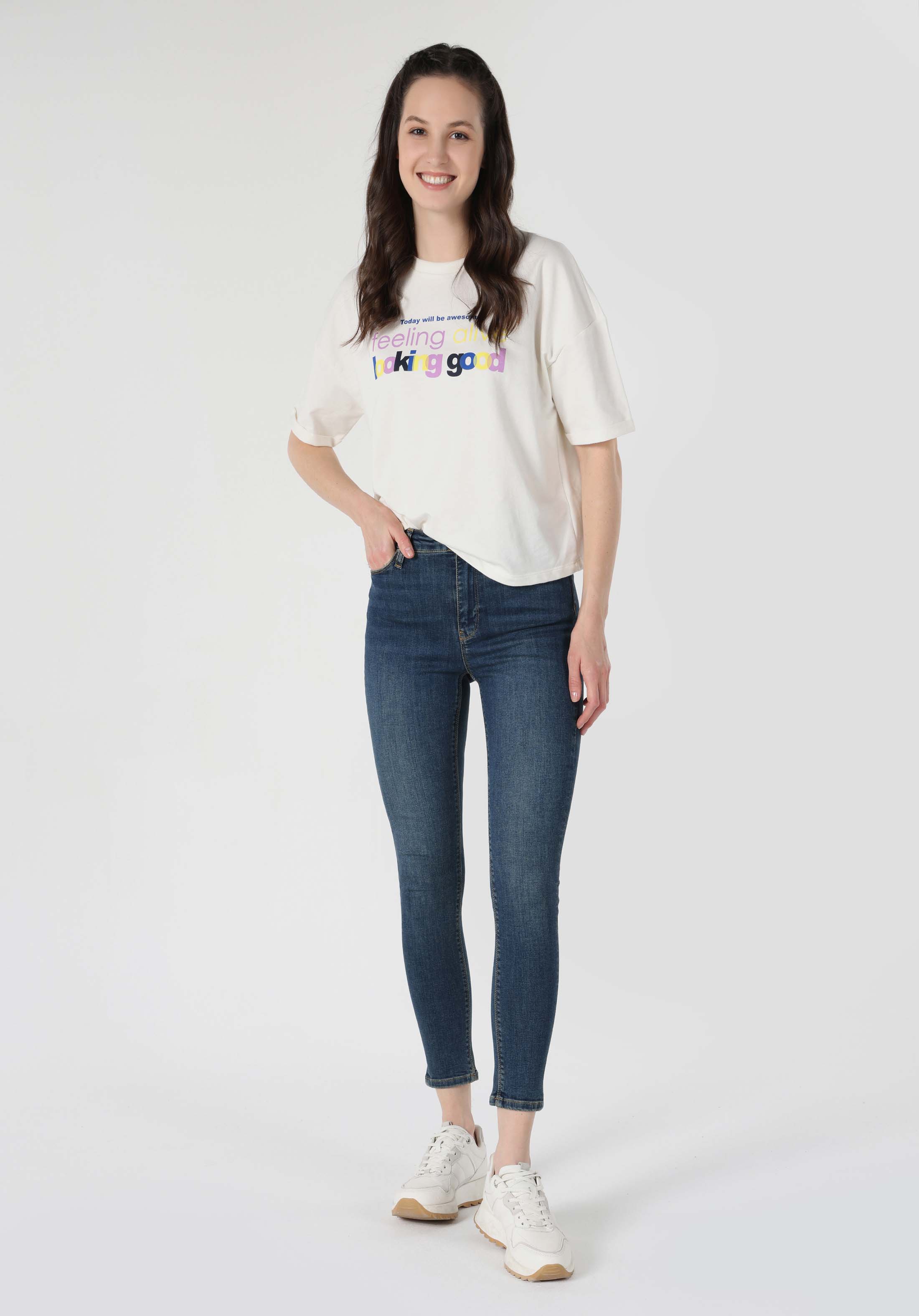 Skinny Fit   Kadın İndigo Jean Pantolon