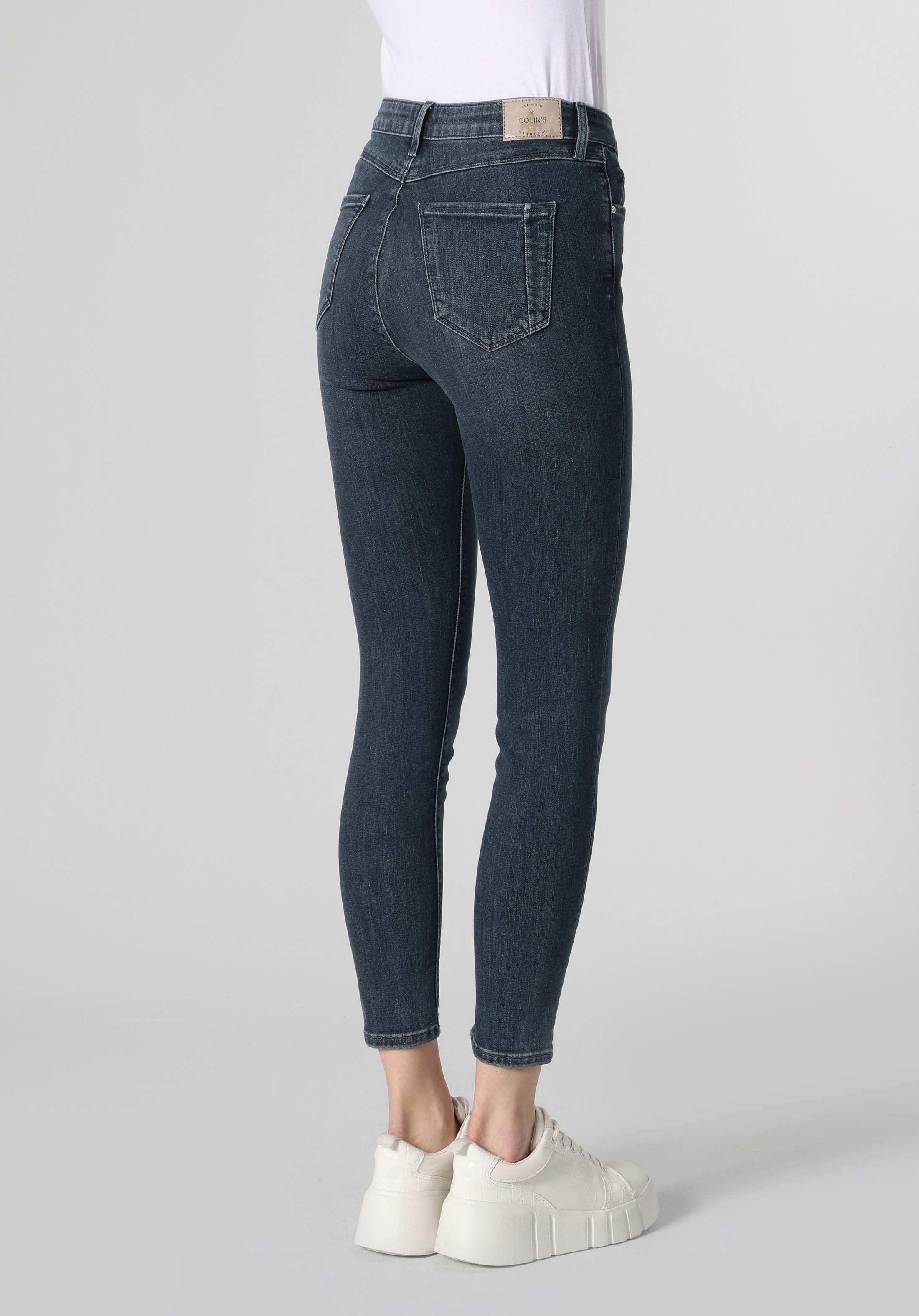 Skinny Fit Orta Bel Dar Paça Kadın Koyu İndigo Jean Pantolon