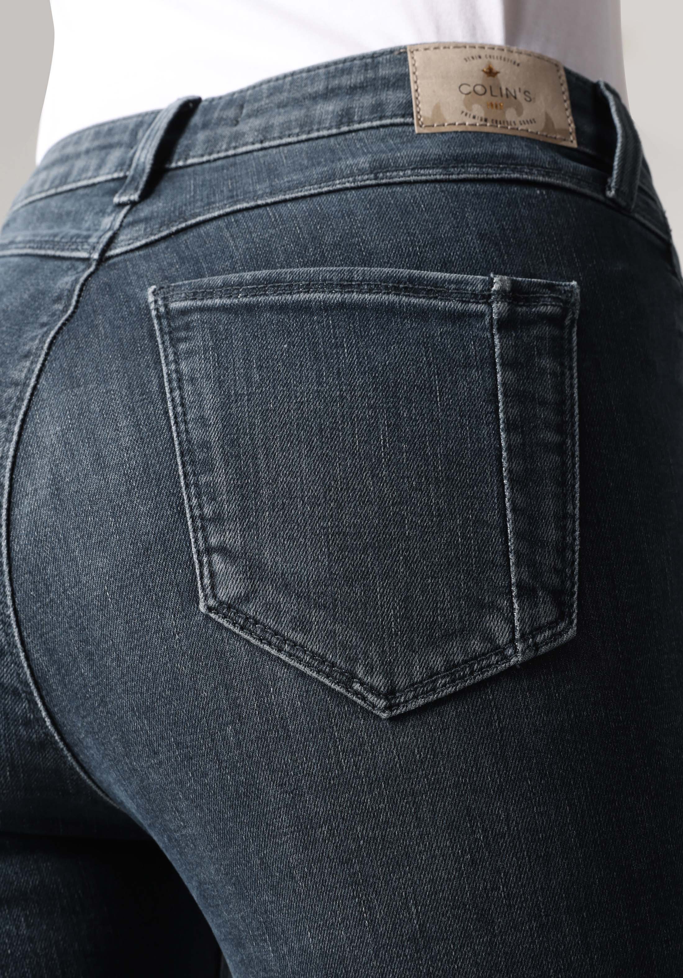 Skinny Fit Orta Bel Dar Paça Kadın Koyu İndigo Jean Pantolon