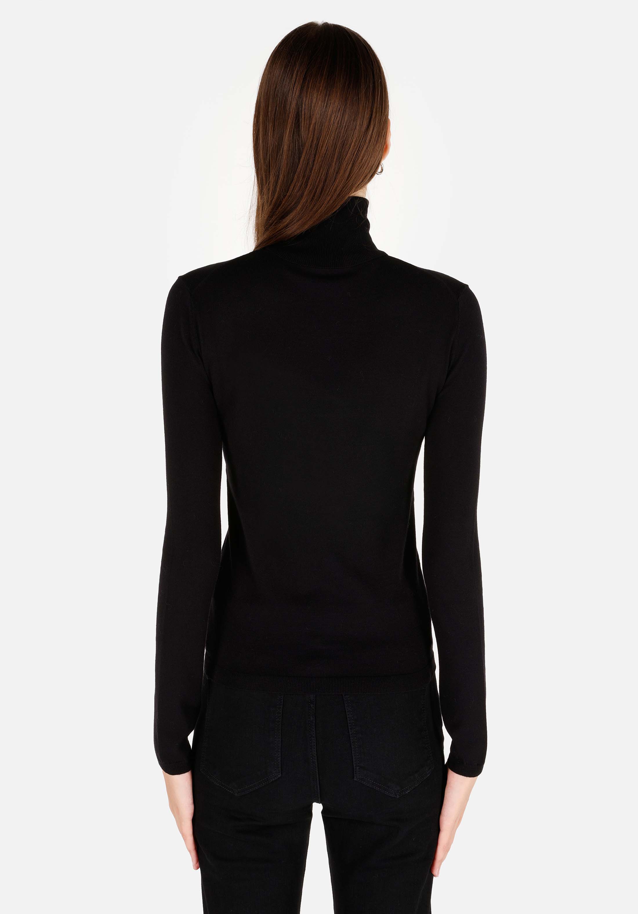 Slim Fit Balıkçı Yaka  Kadın Siyah Kazak