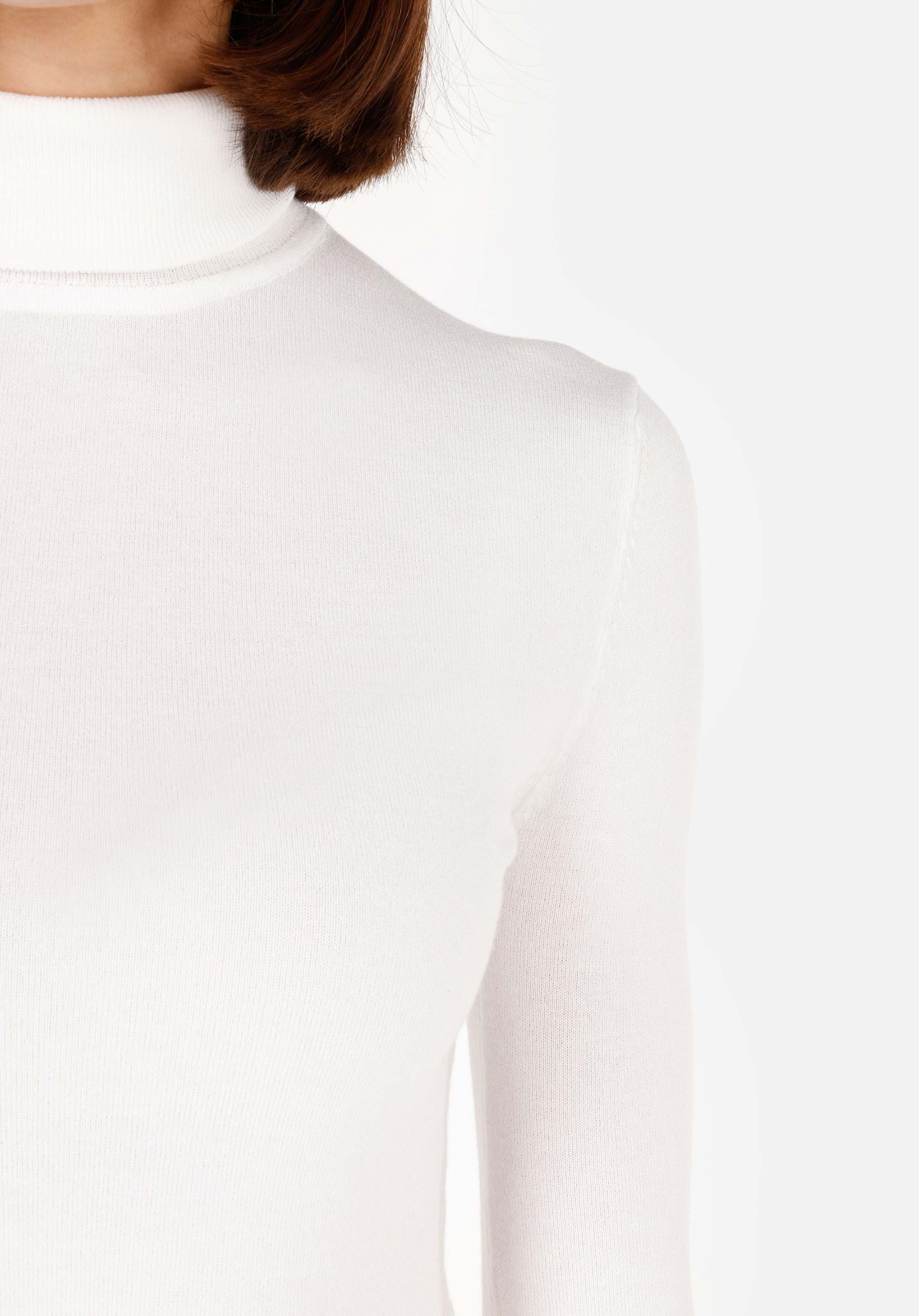 Slim Fit Balıkçı Yaka  Kadın Beyaz Kazak