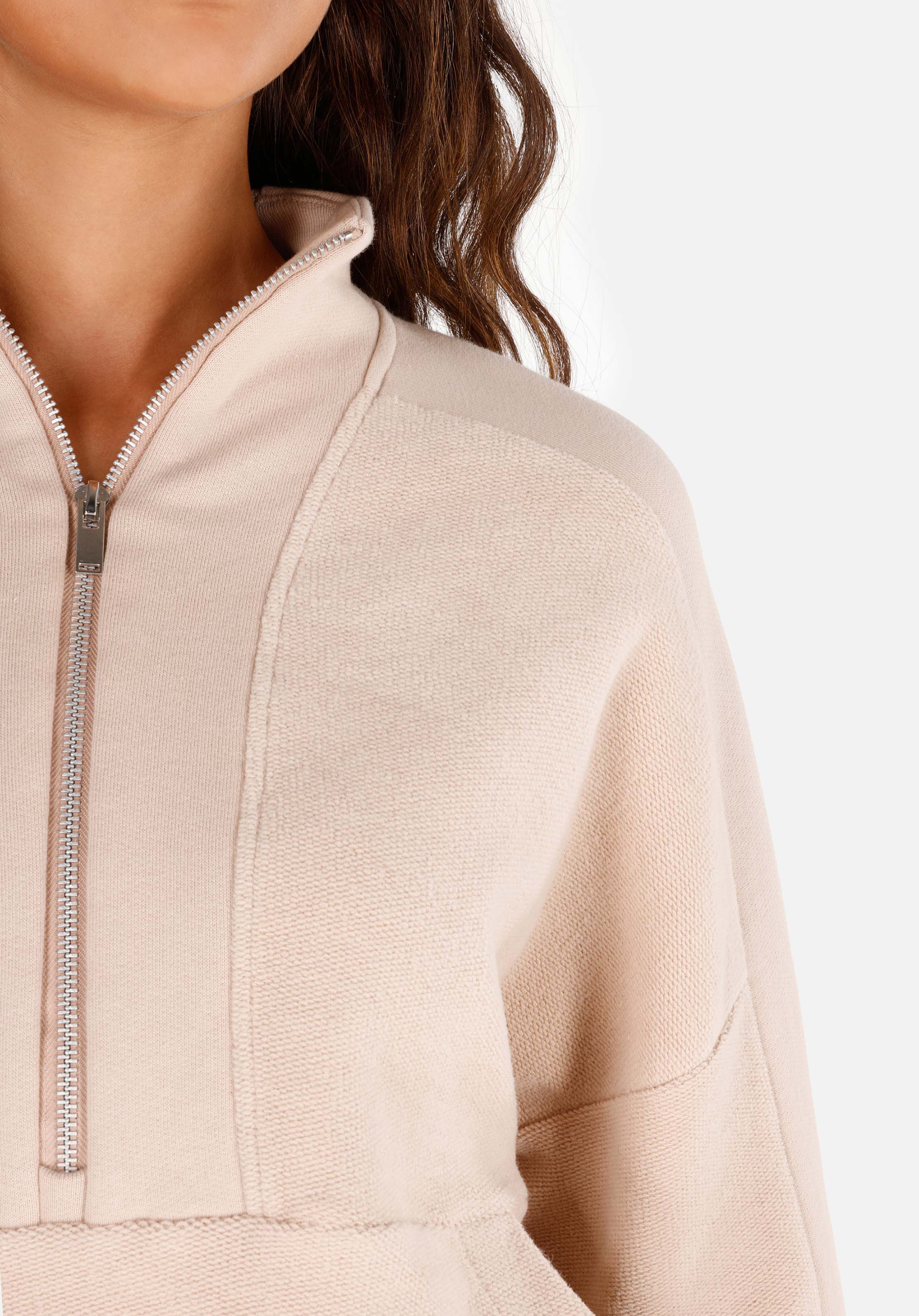 Regular Fit Fermuarlı  Kadın Bej Sweatshirt