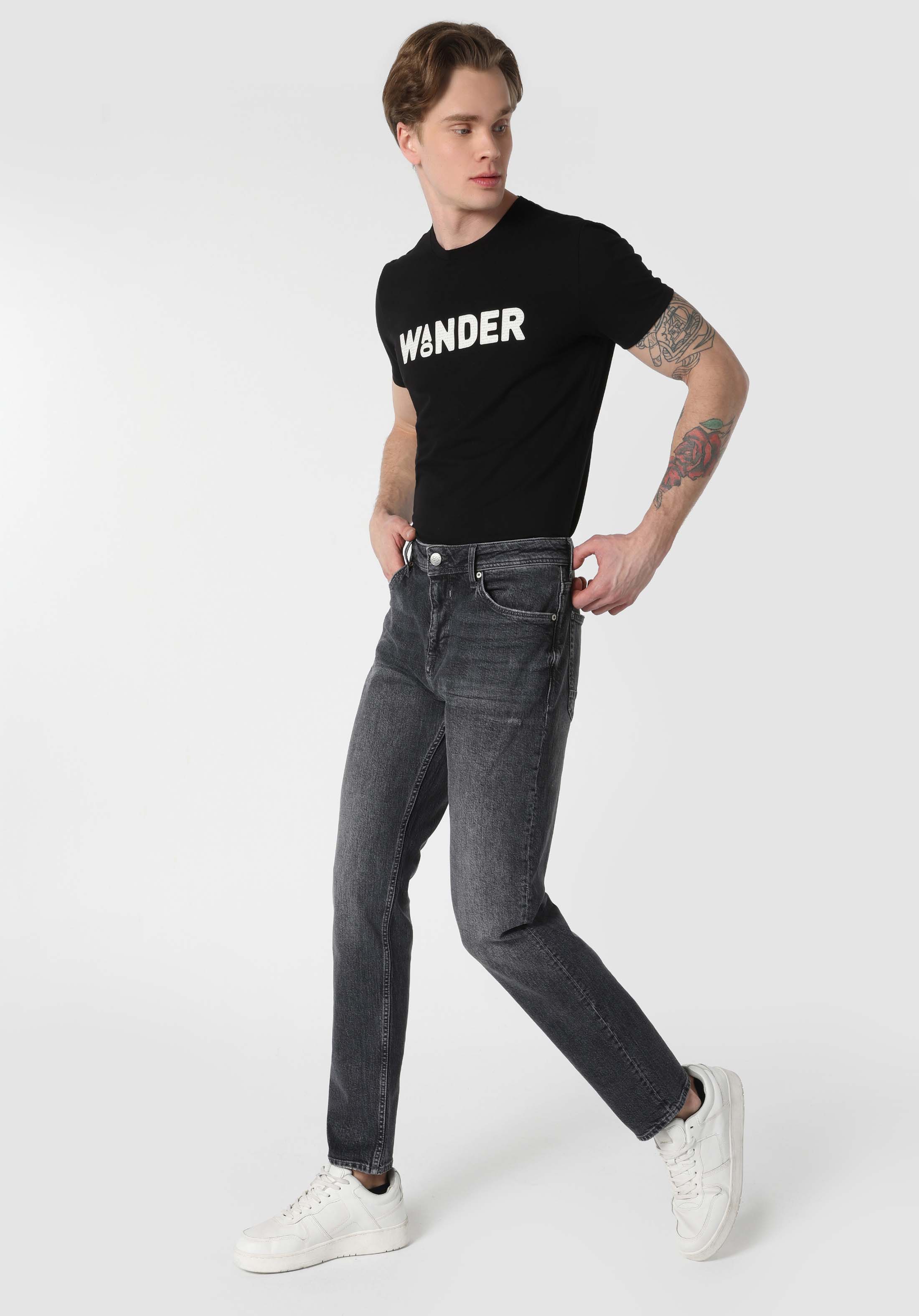 067 Jack Regular Fit Orta Bel Daralan Paça Erkek Siyah Jean Pantolon Cl1063566