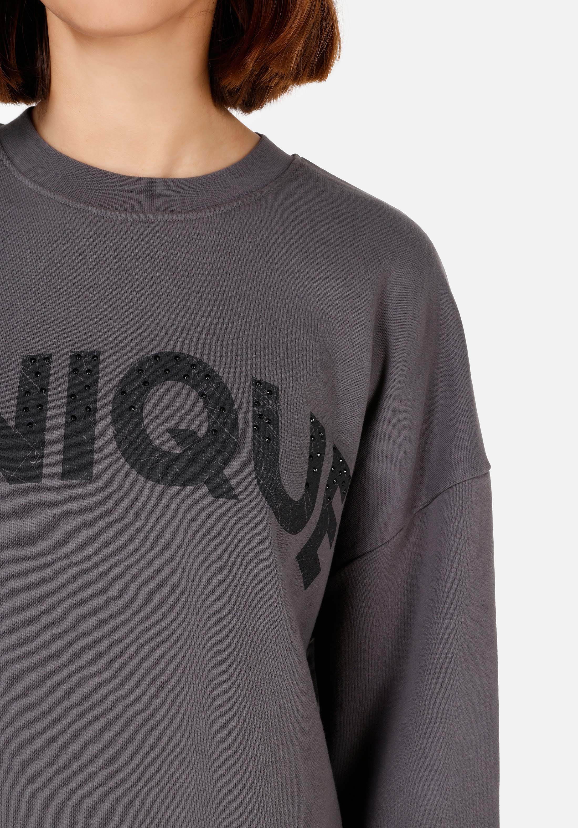 Comfort Fit Yuvarlak Yaka  Kadın Antrasit Sweatshirt