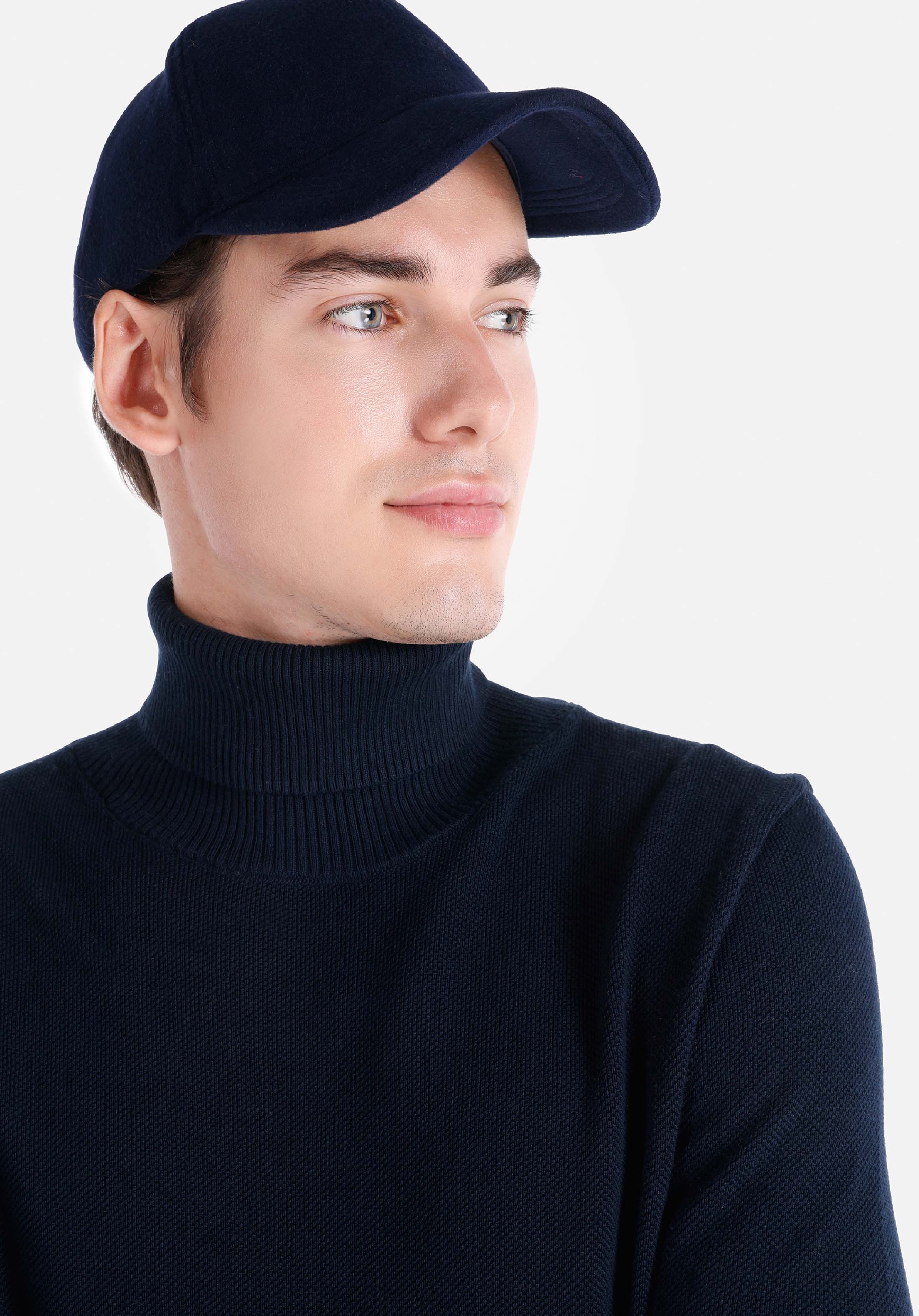 Regular Fit Turtle Neck Jakarlı Erkek Lacivert Kazak