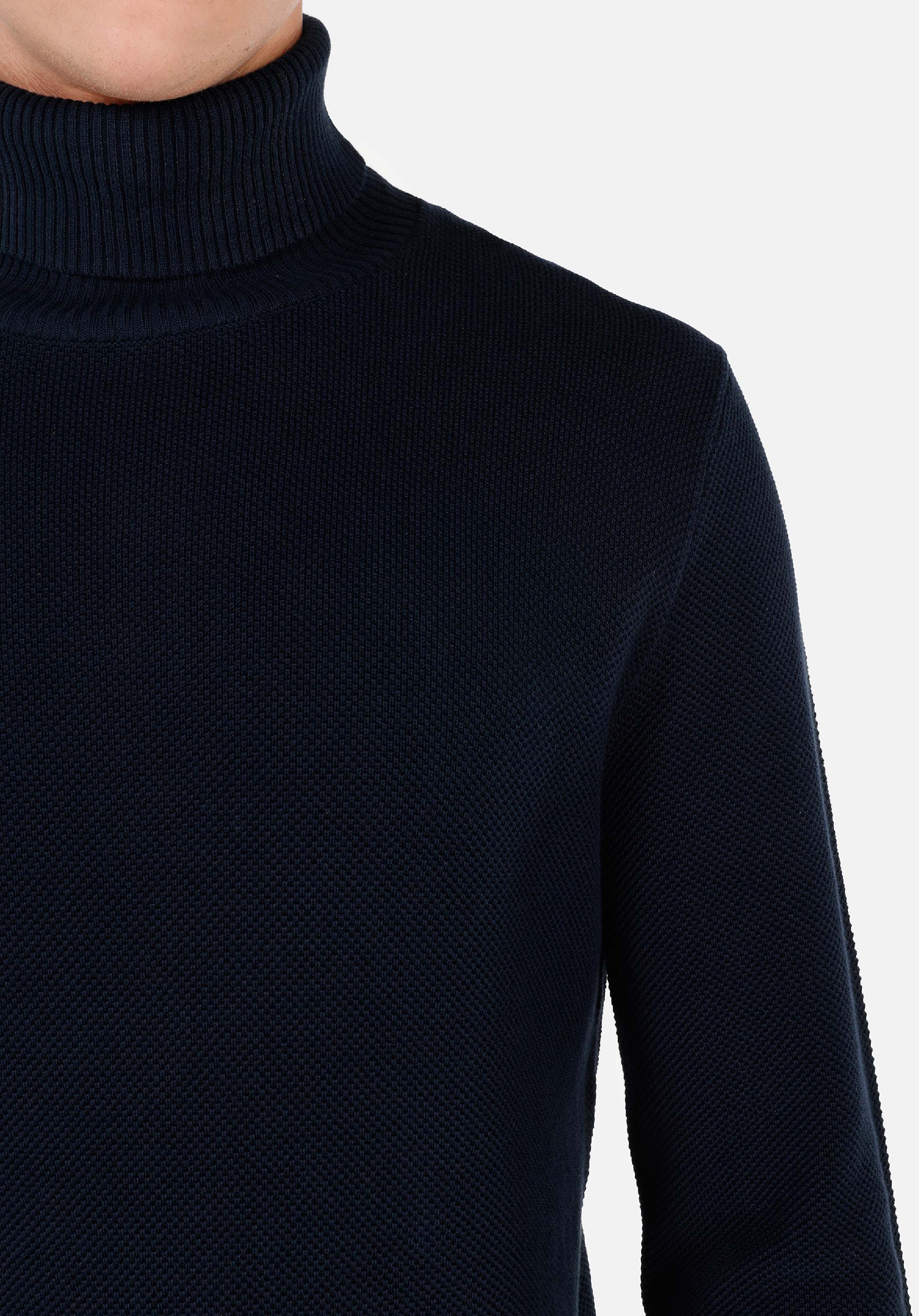 Regular Fit Turtle Neck Jakarlı Erkek Lacivert Kazak