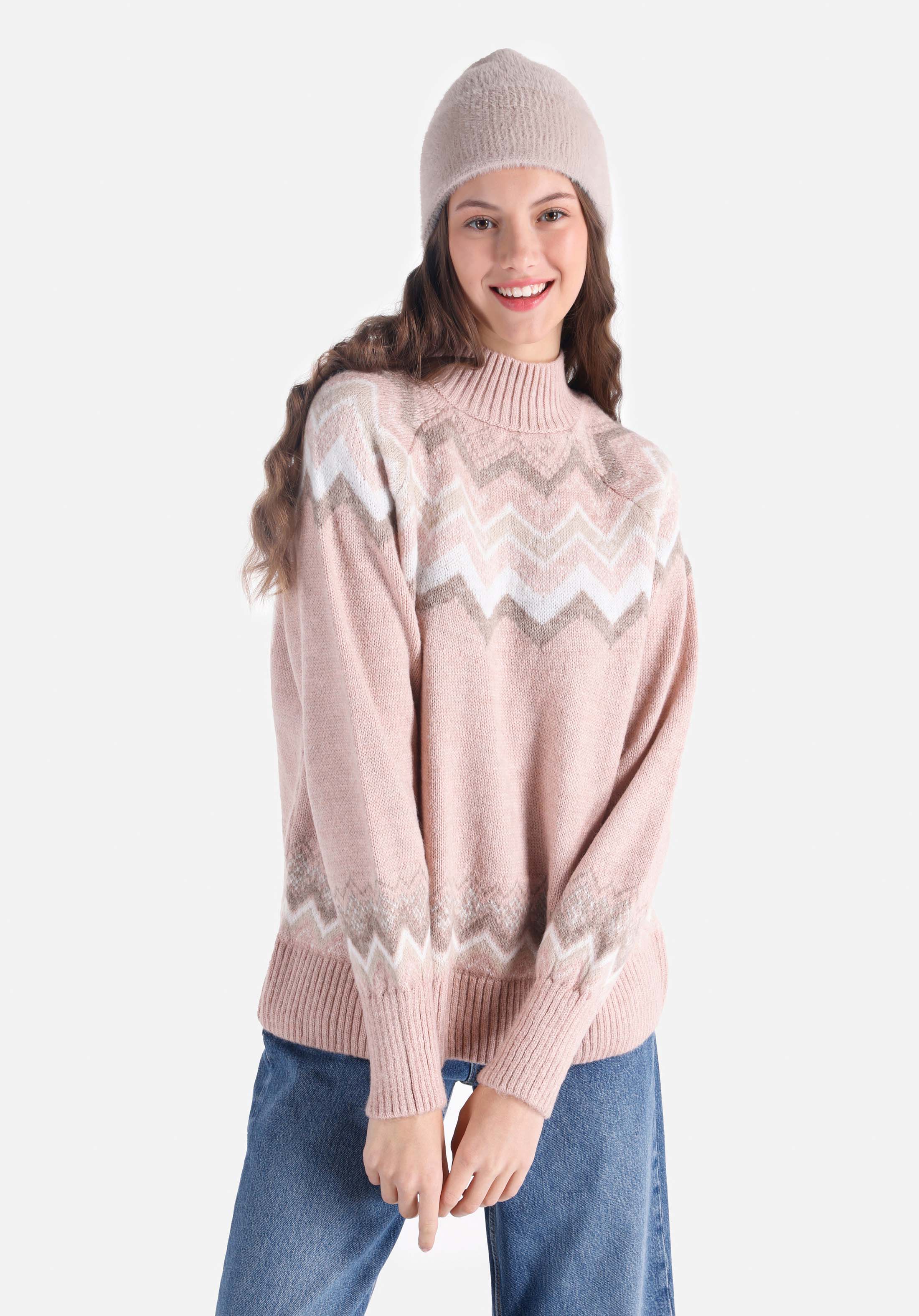 Regular Fit Yarım Balıkçı Yaka Düz Kadın Çok Renkli Kazak