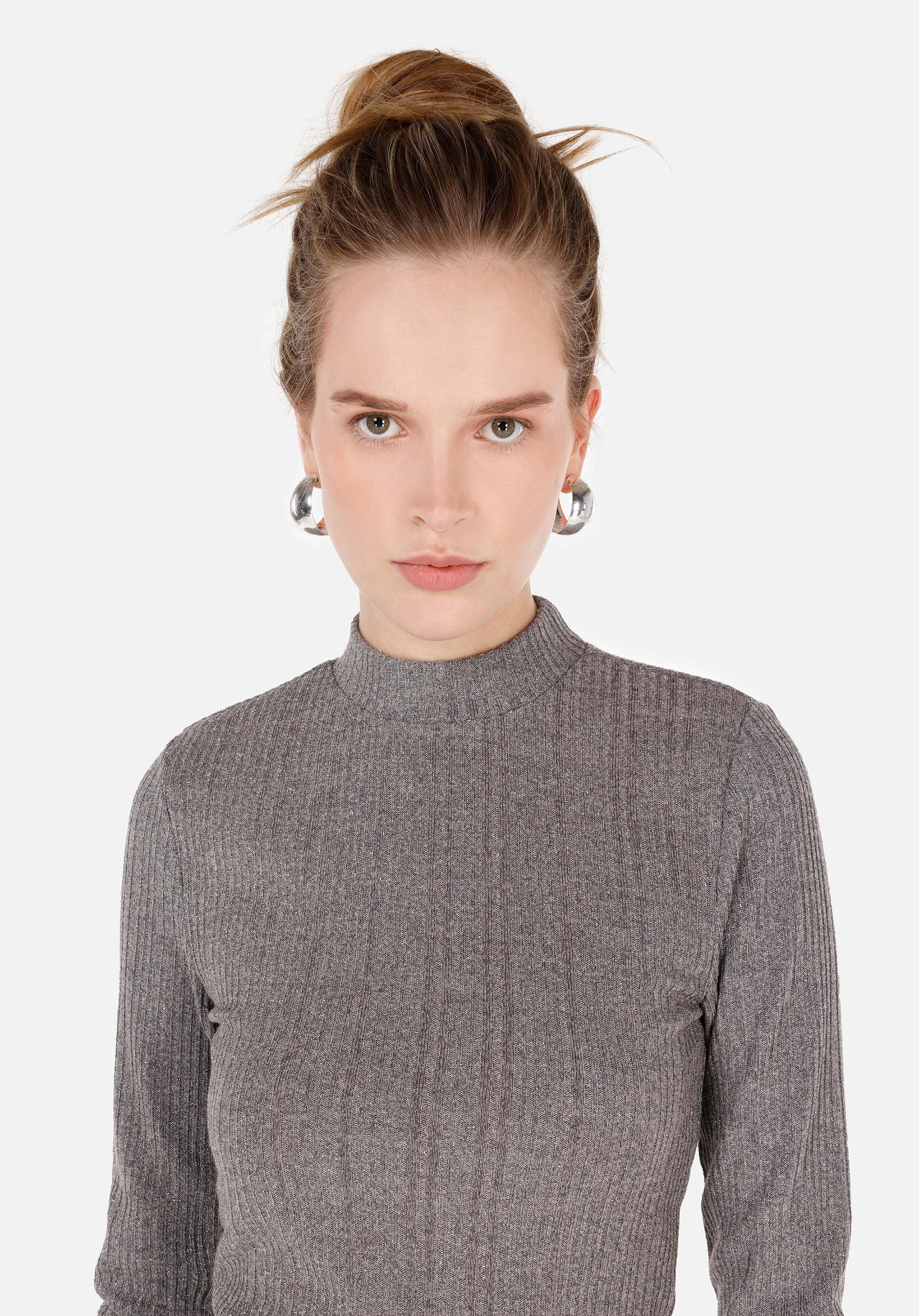 Slim Fit Turtle Neck  Kadın Antrasit Tişört