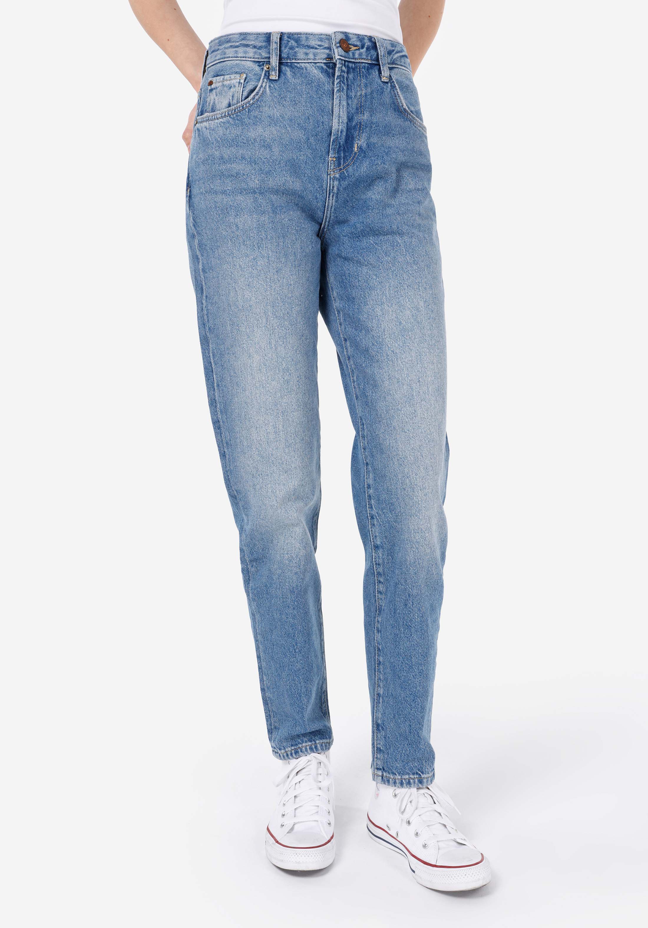 Mom Fit  Daralan Paça Kadın İndigo Jean Pantolon