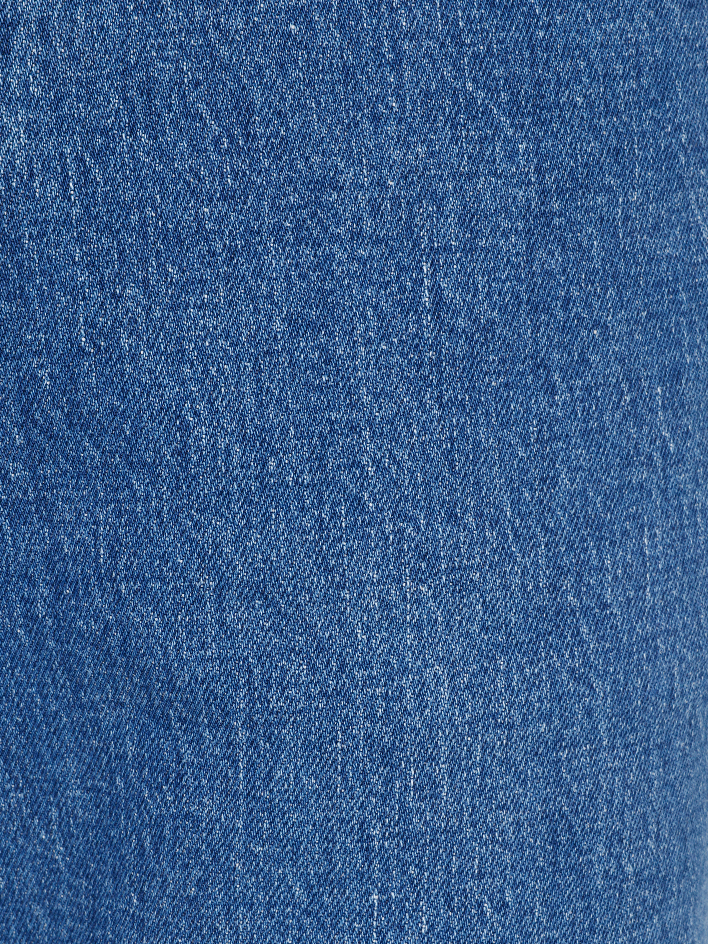 Loose Straight Fit Orta Bel Düz Paça Erkek Mid İndigo Cepli Denim Jean Pantolon