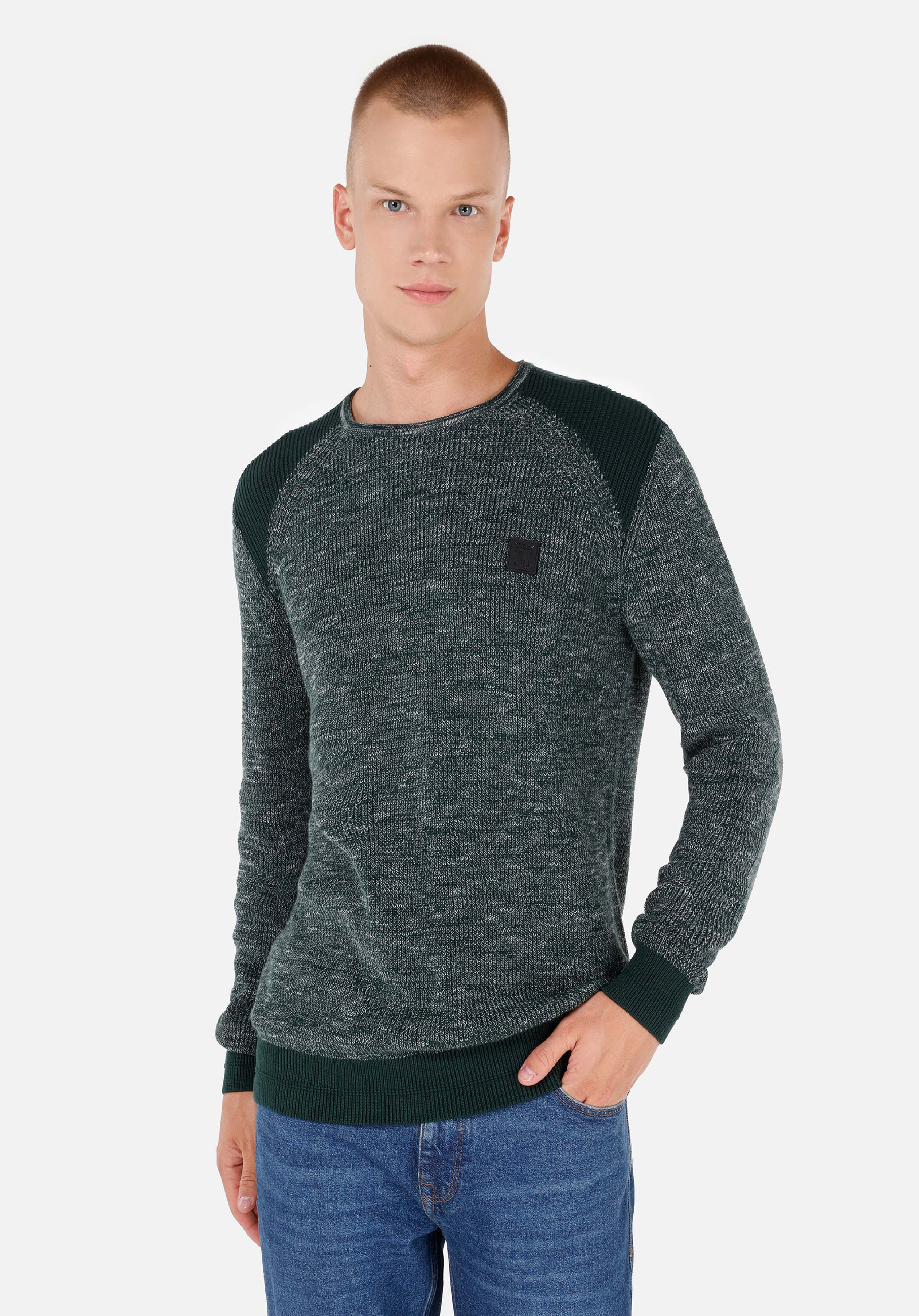 Regular Fit Yuvarlak Yaka  Erkek Yeşil Kazak