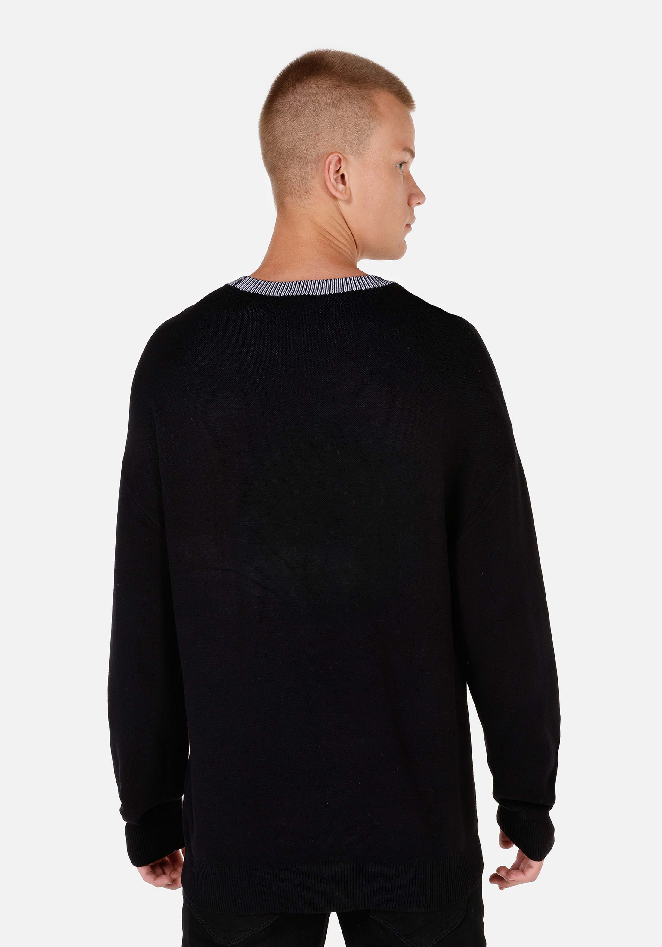 Comfort Fit Yuvarlak Yaka  Erkek Siyah Kazak