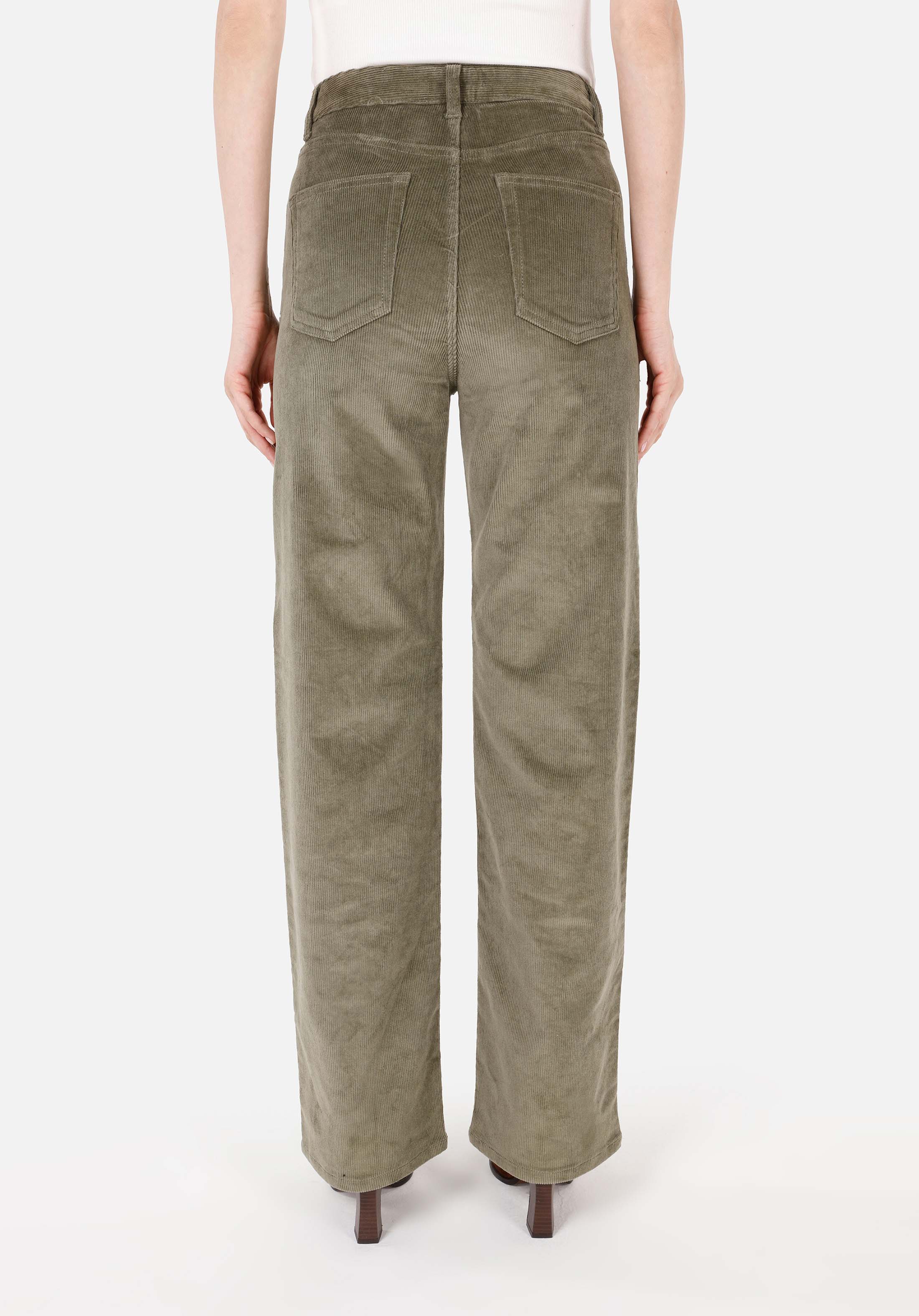 Regular Fit Yüksel Bel Geniş Paça Kadın Yeşil  Pantolon