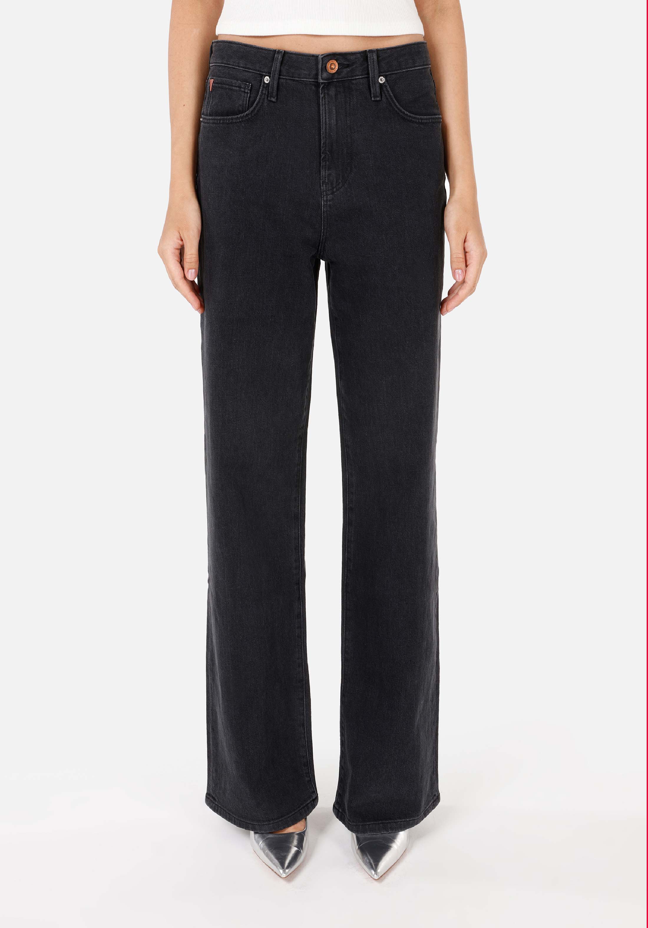 Regular Fit   Kadın Siyah Jean Pantolon