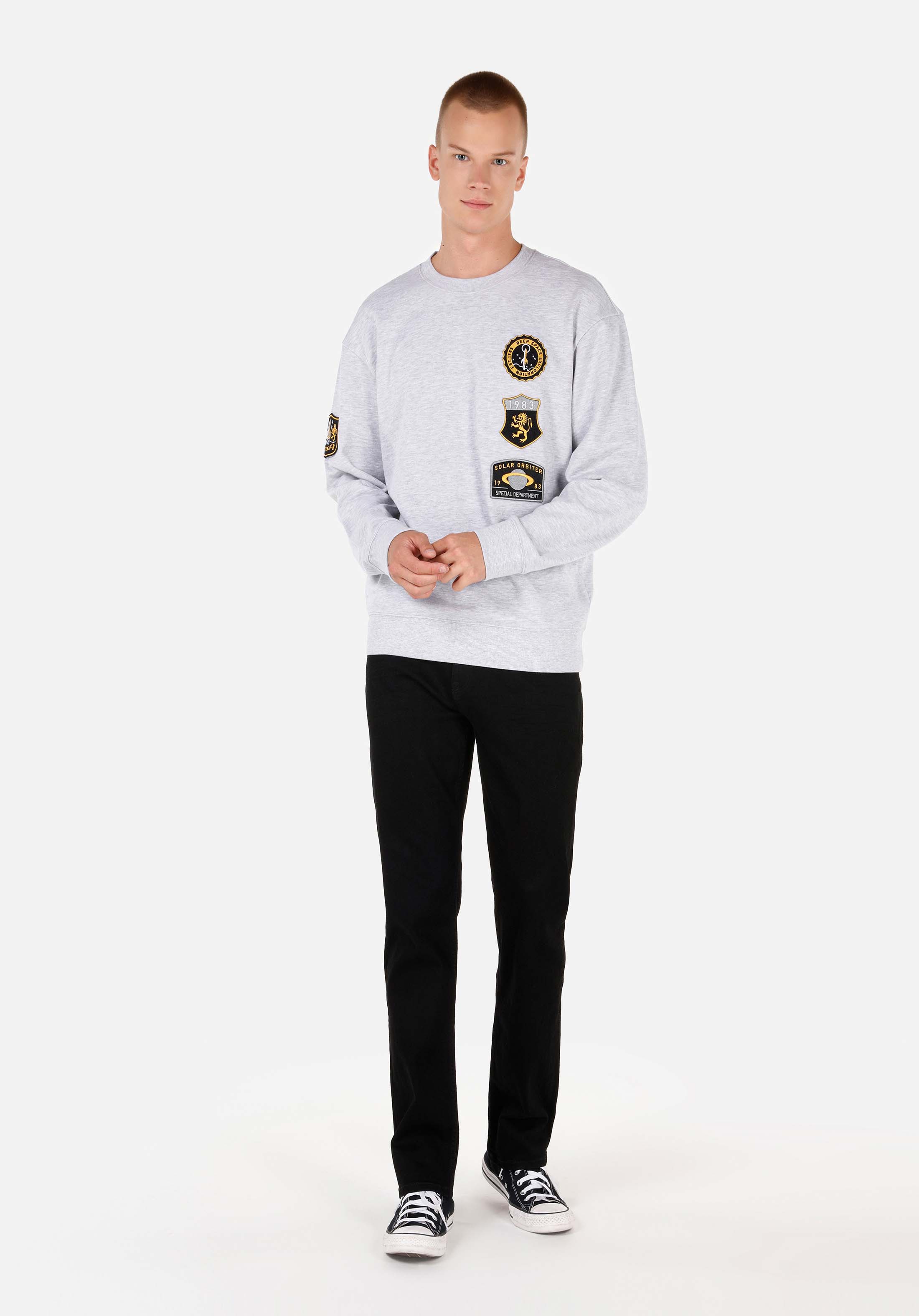 Comfort Fit   Erkek Gri Sweatshirt