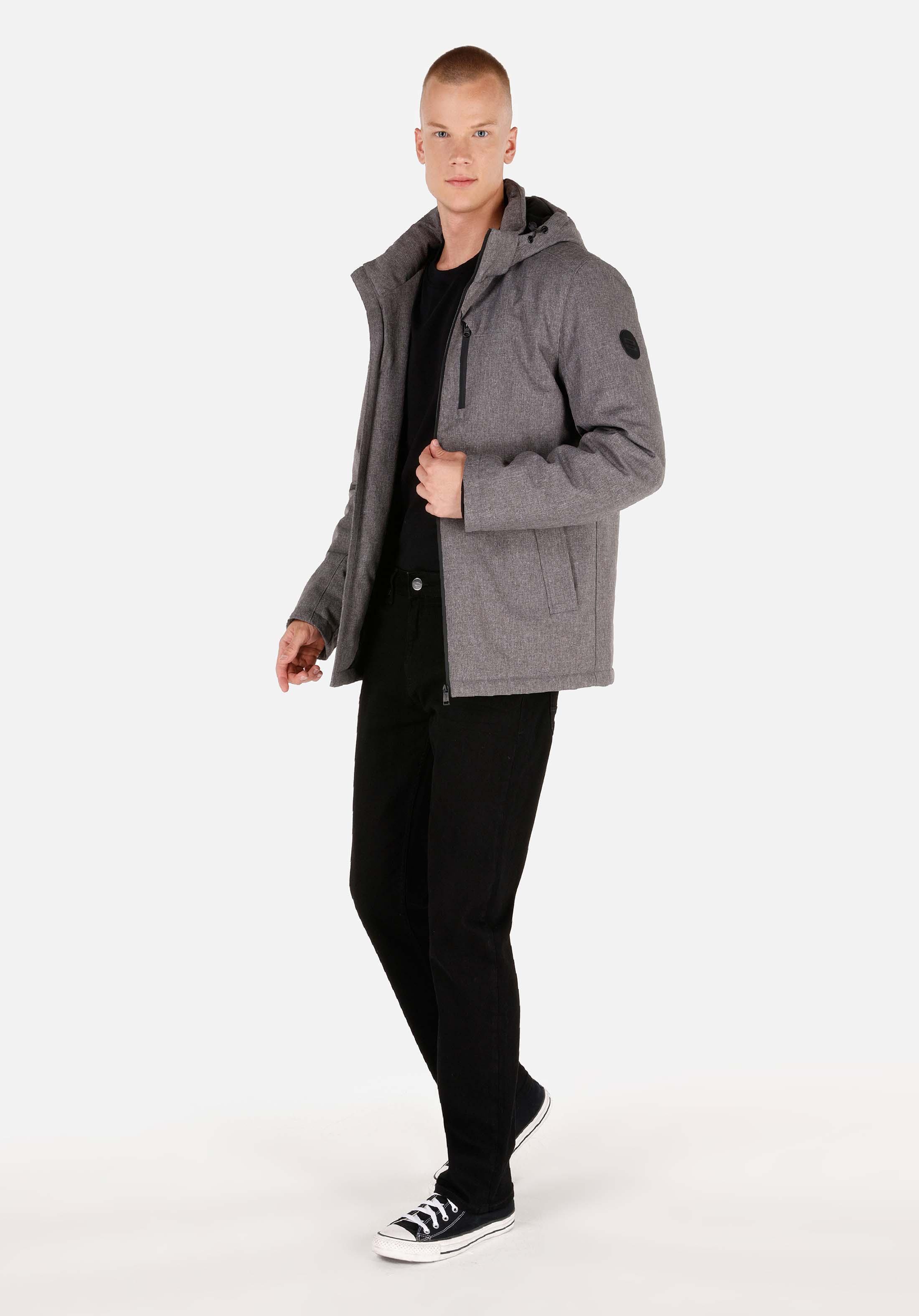 Regular Fit     Erkek Gri Mont