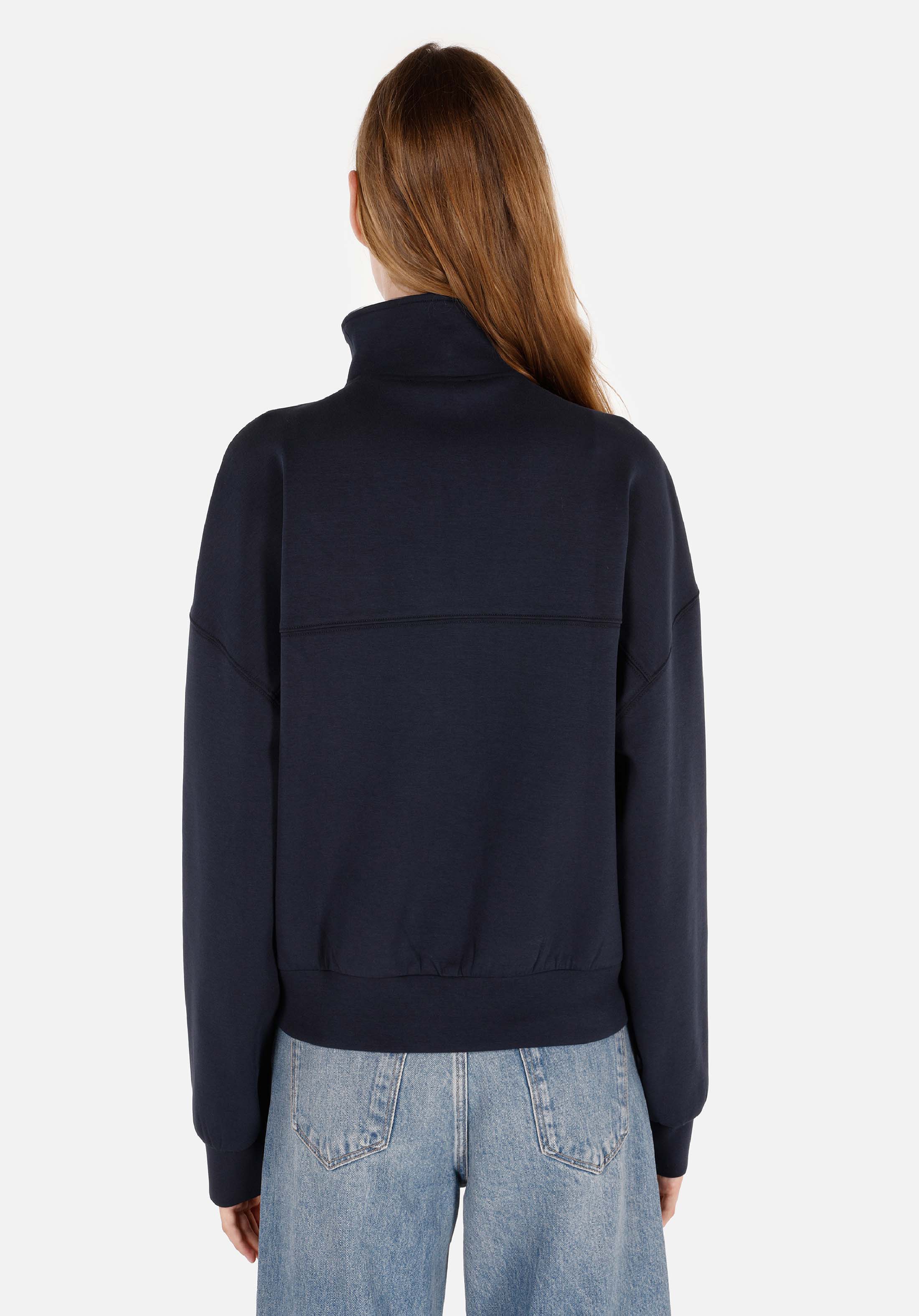 Regular Fit Fermuarlı  Kadın Lacivert Sweatshirt