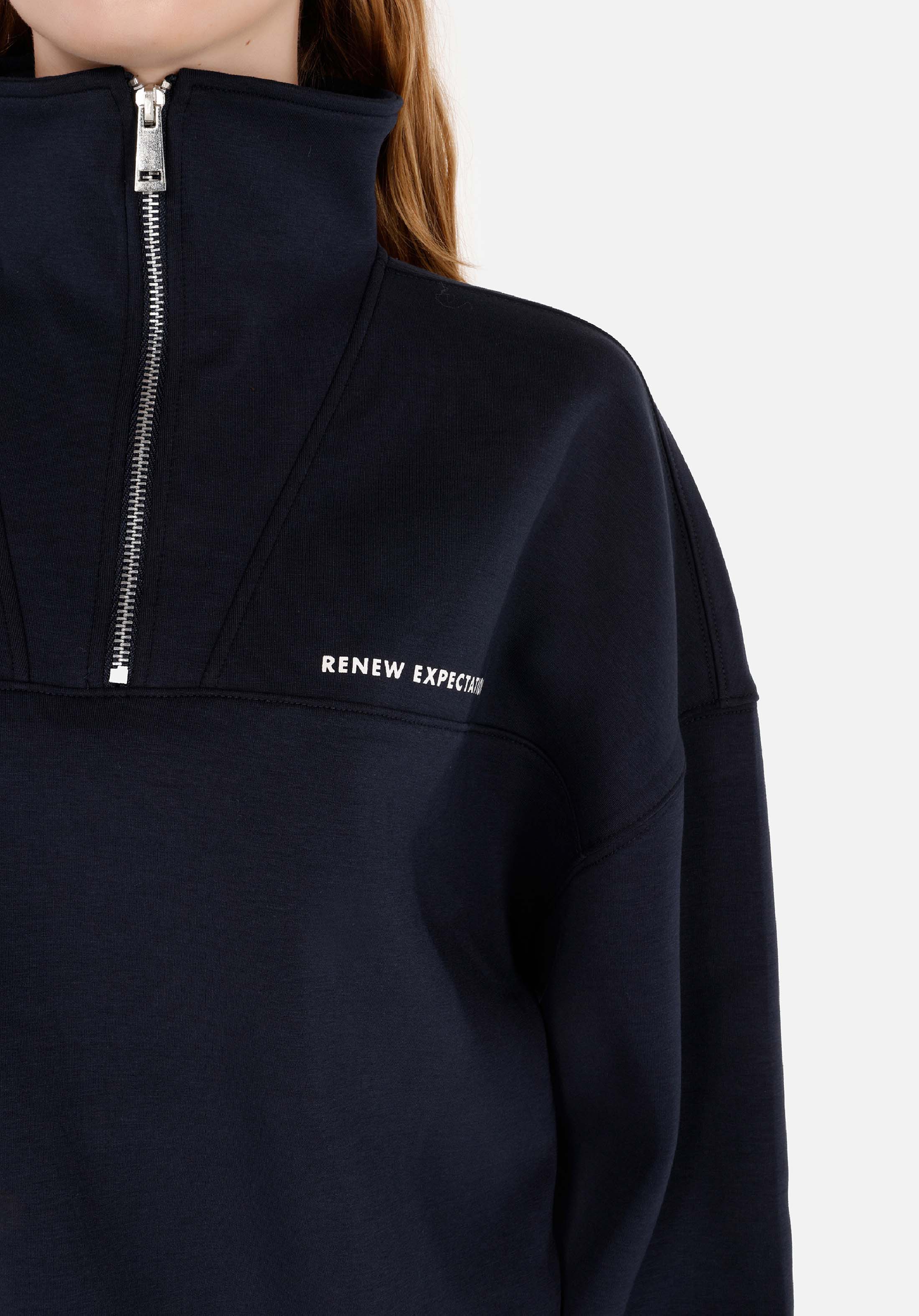 Regular Fit Fermuarlı  Kadın Lacivert Sweatshirt