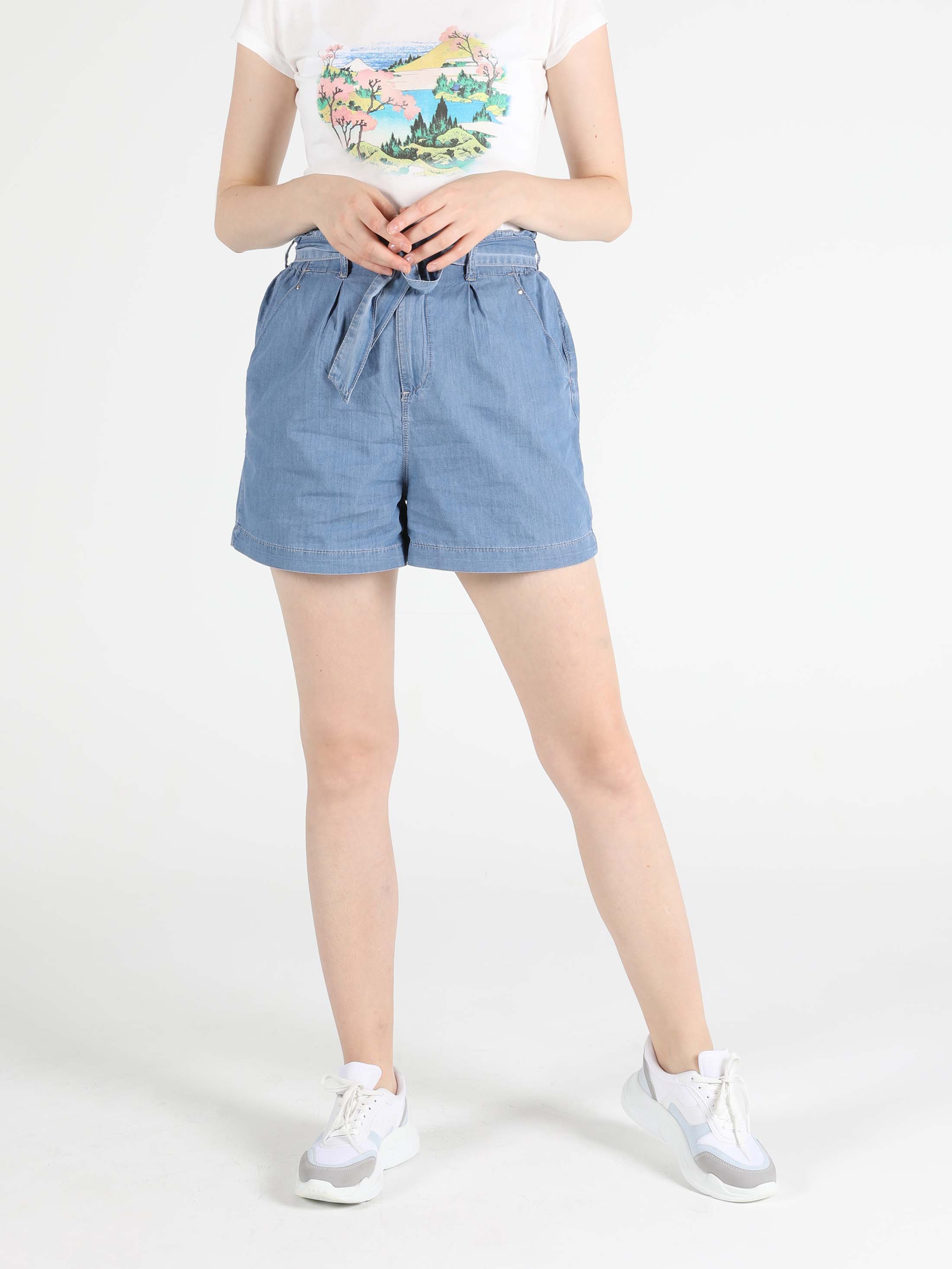 Regular Fit Yüksel Bel  Kadın Denim Jean Şort Cl1049734