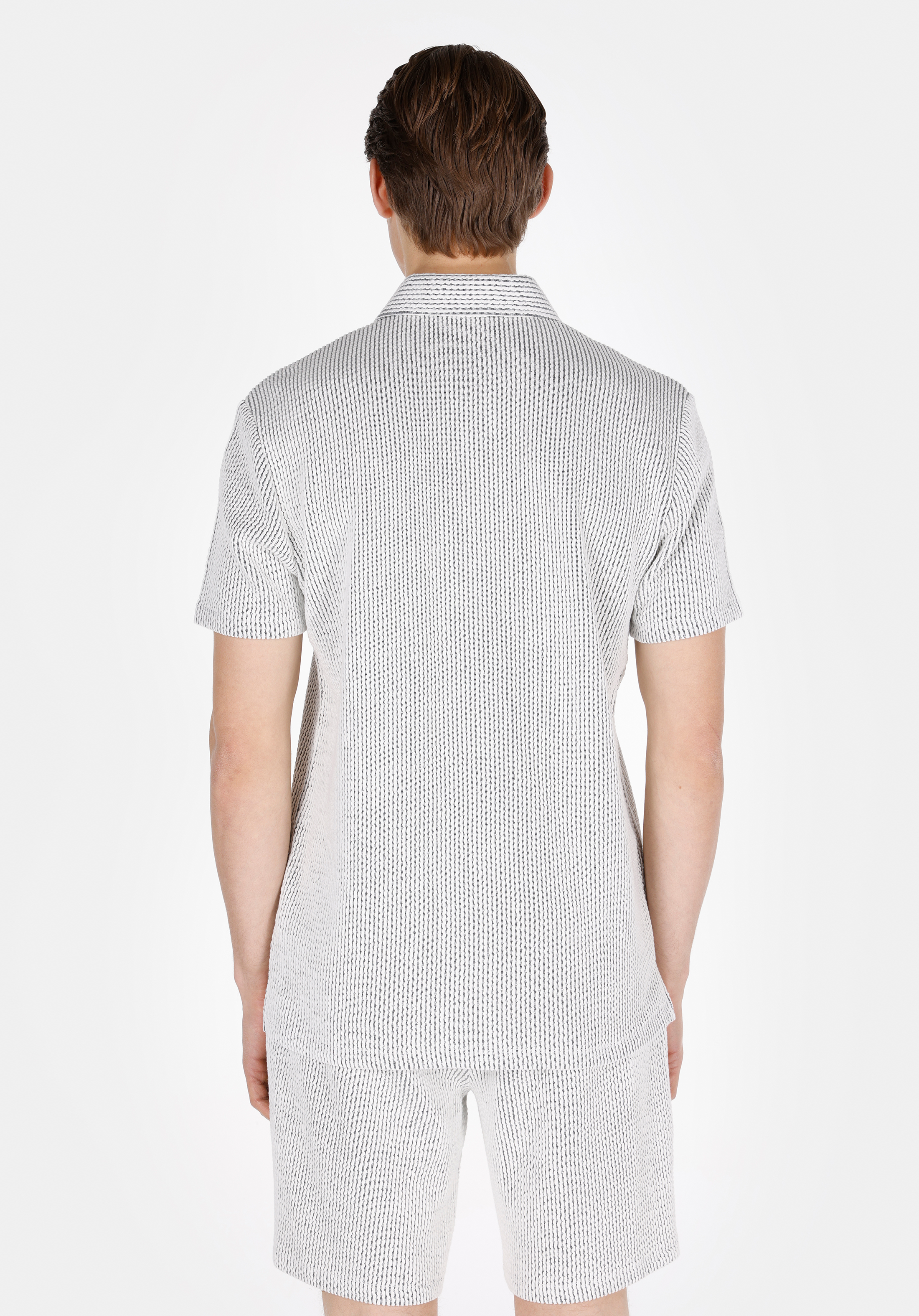 Regular Fit Polo Yaka Jakarlı Erkek Gri Kısa Kol Tişört