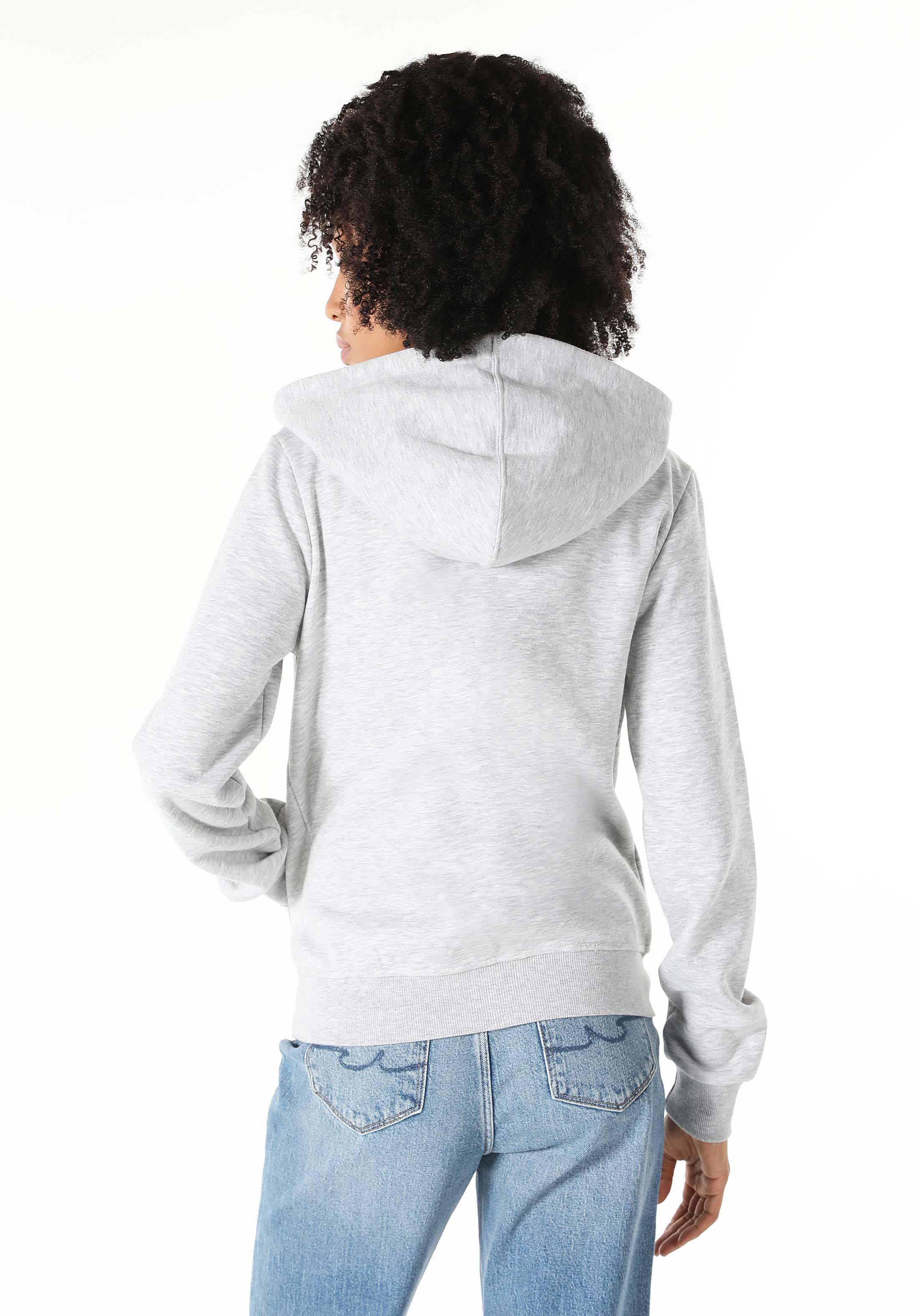 Regular Fit Kapüşonlu Düz Kadın Gri Sweatshirt