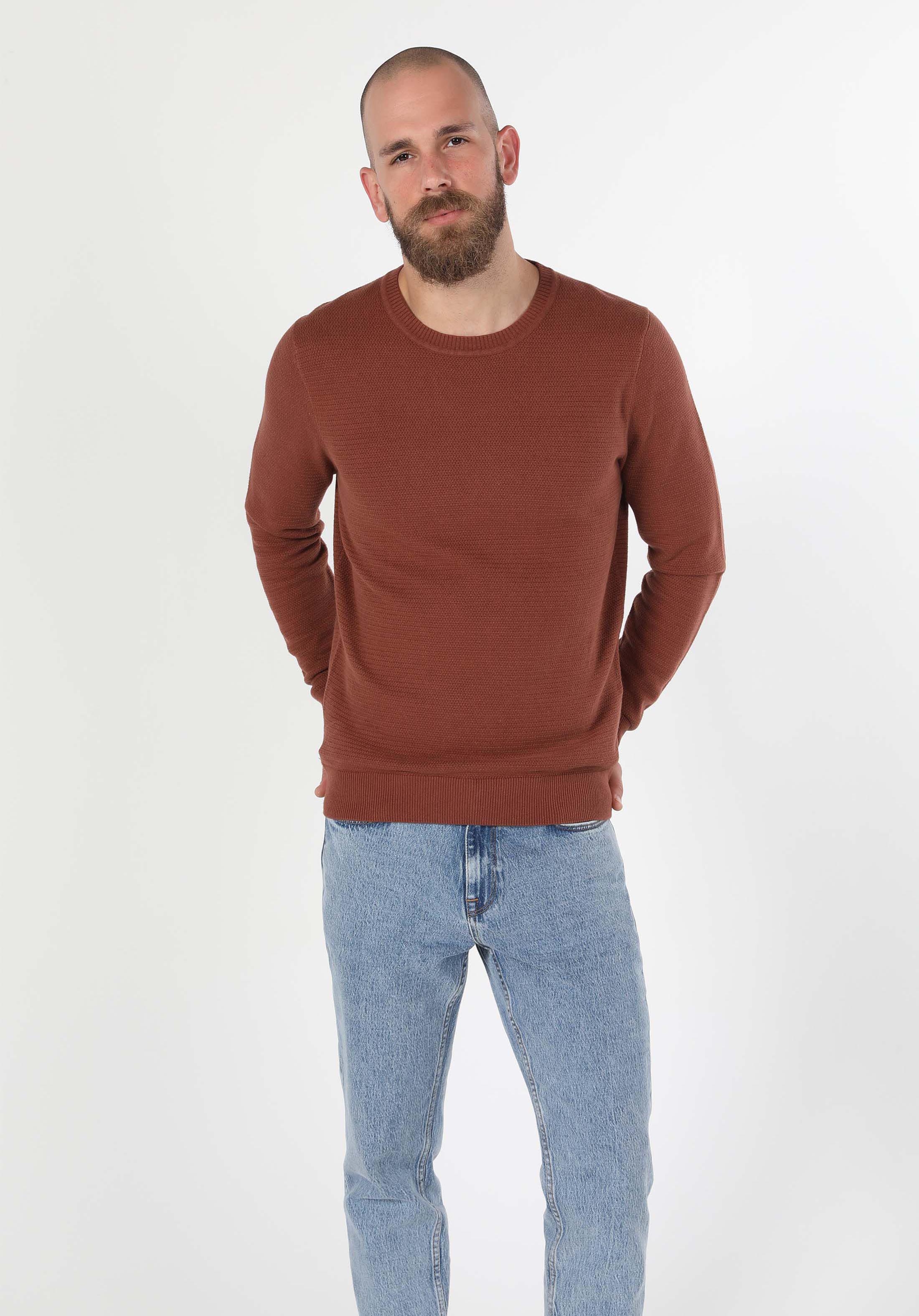 Regular Fit Yuvarlak Yaka Jakarlı Erkek Turuncu Kazak