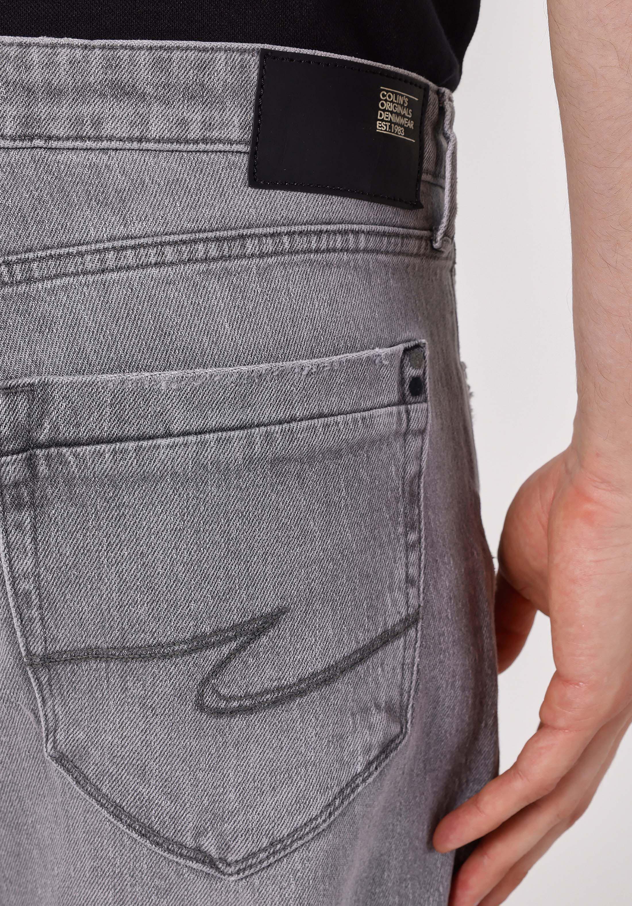 Regular Fit Orta Bel Düz Paça Erkek Gri Jean Pantolon