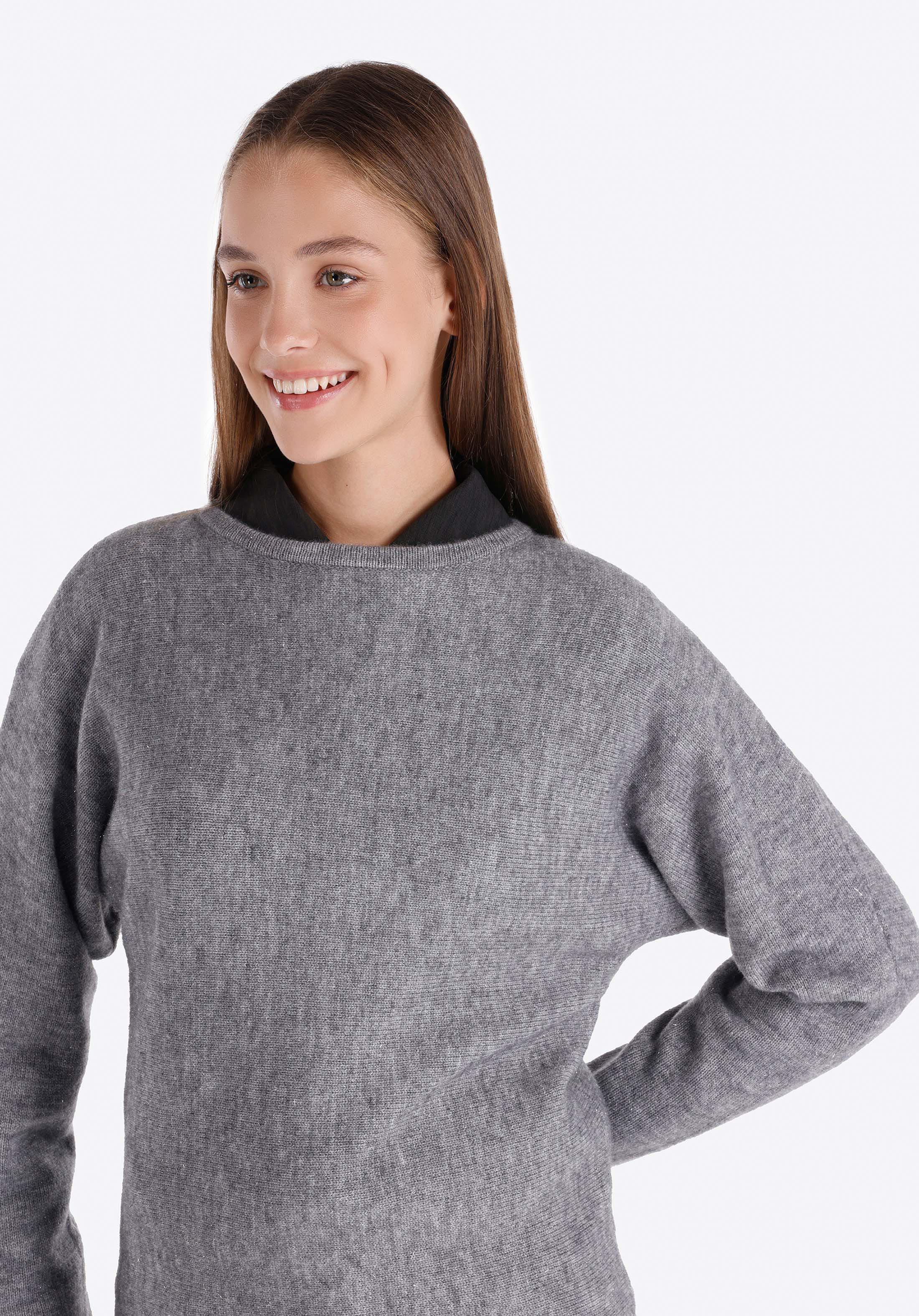 Regular Fit Kayık Yaka Düz Kadın Gri Kazak