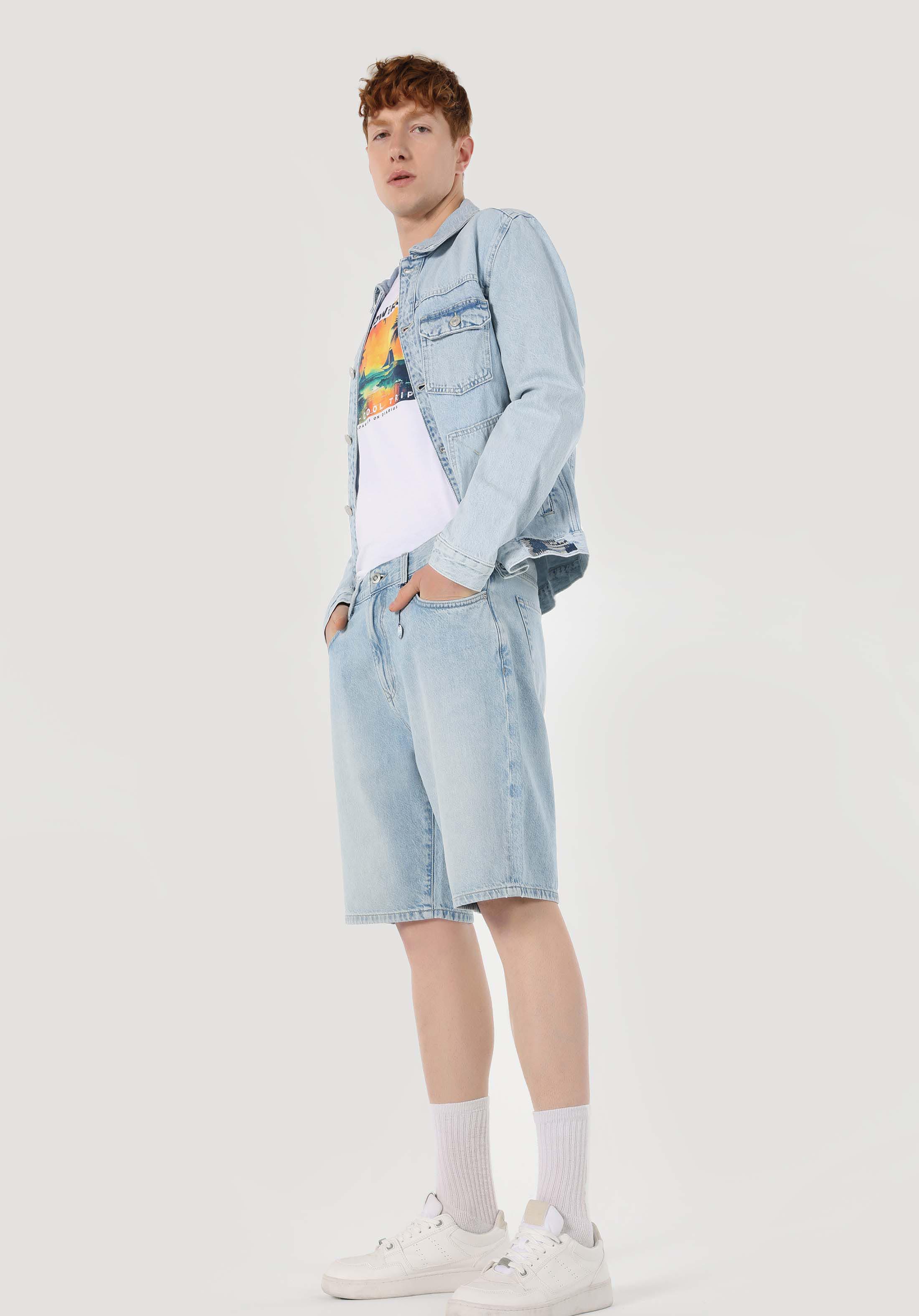 Regular Fit Düğmeli Astarsız  Erkek Açik Mavi Ceket