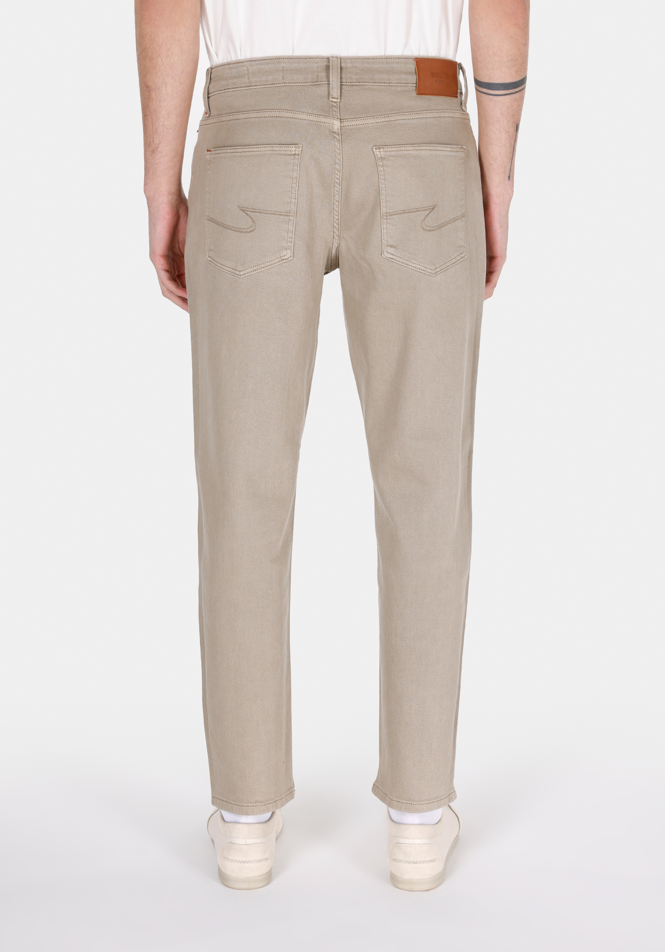 Loose Straight Fit   Erkek Bej Jean Pantolon