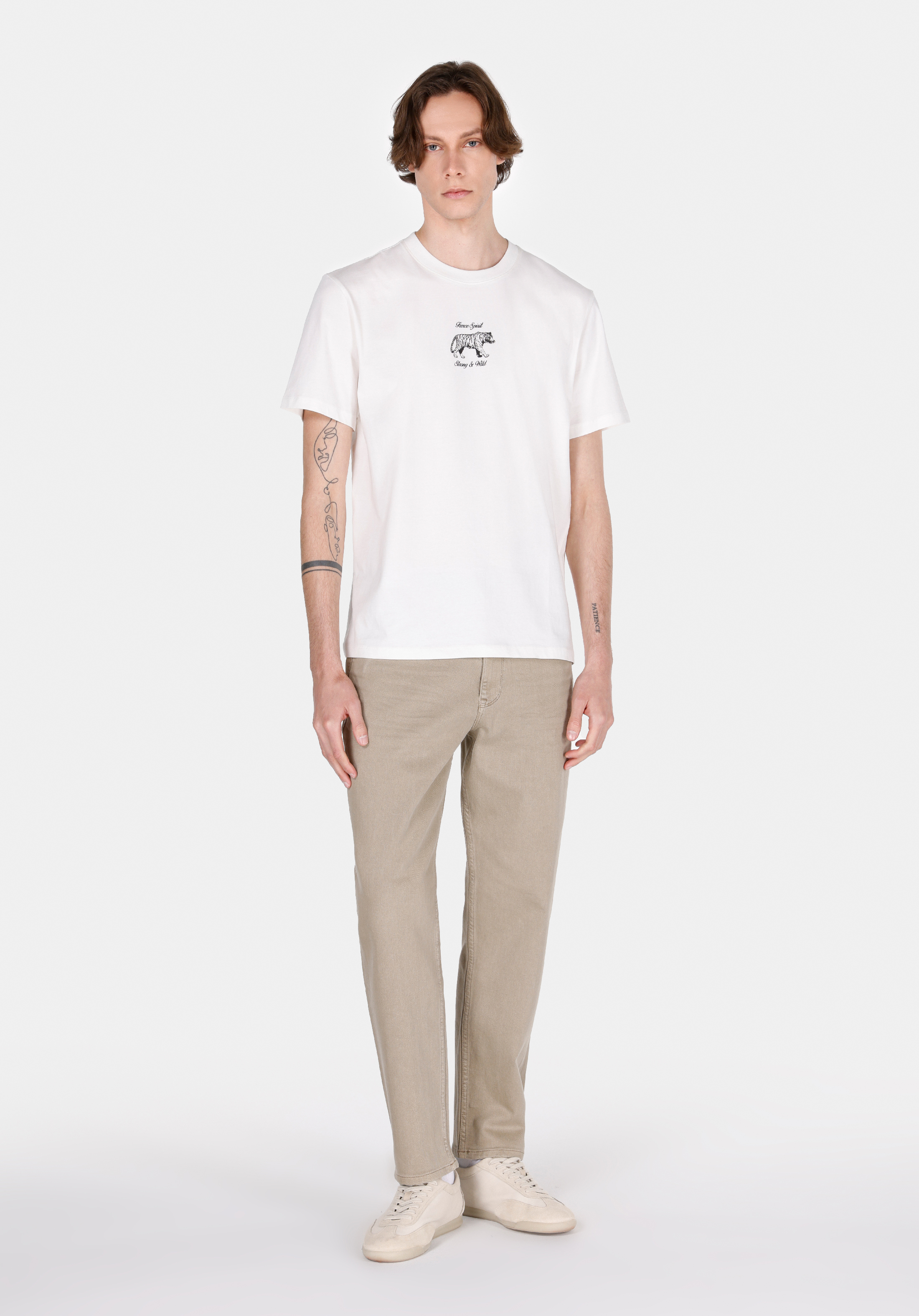 Loose Straight Fit   Erkek Bej Jean Pantolon