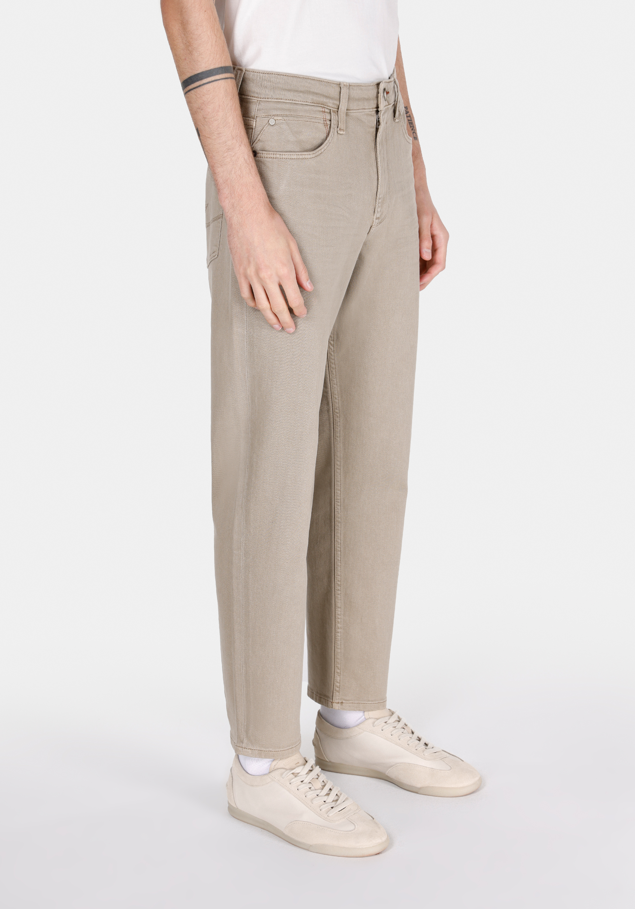 Loose Straight Fit   Erkek Bej Jean Pantolon