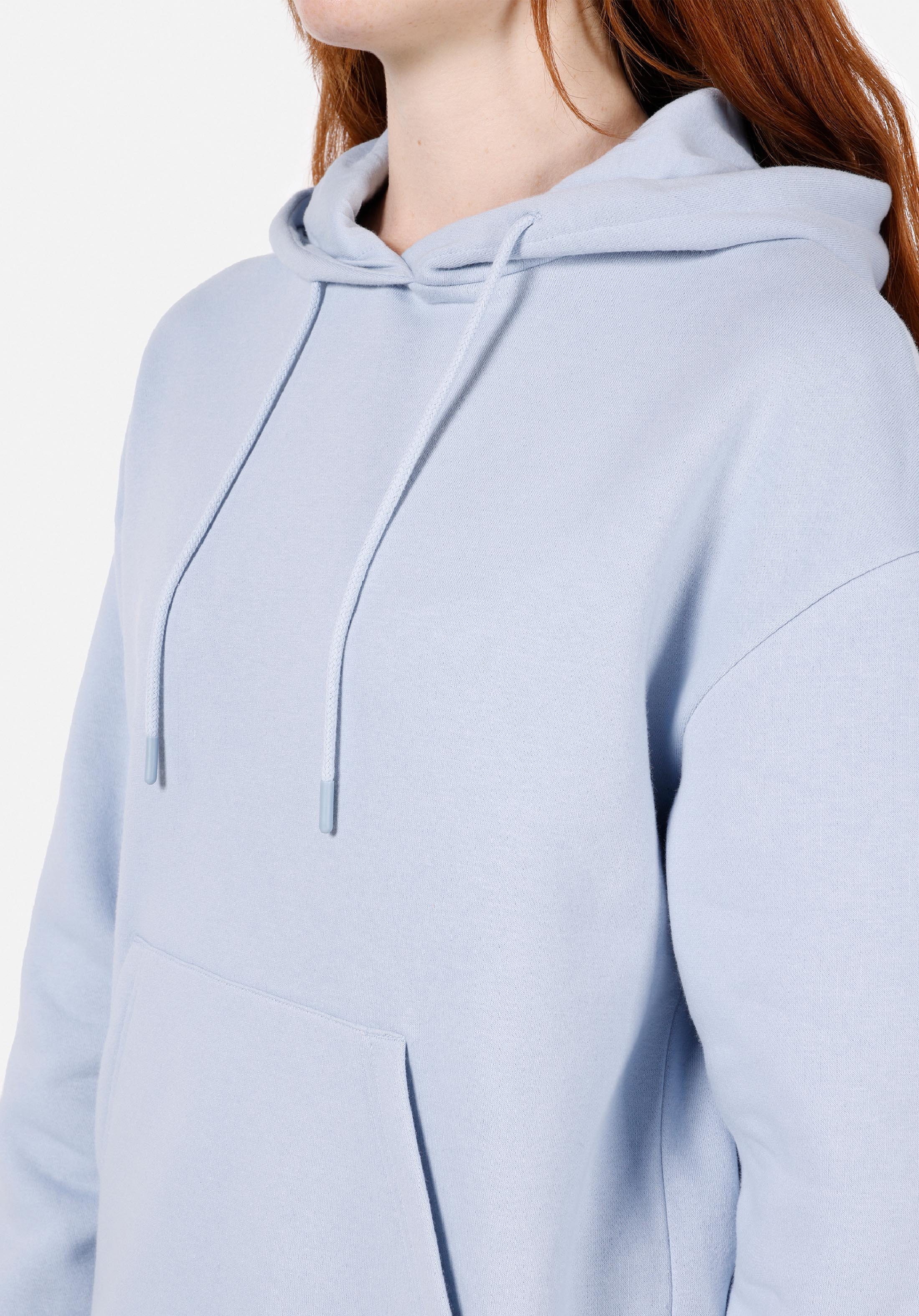 Regular Fit Kapüşonlu Baskılı Kadın Mavi Sweatshirt