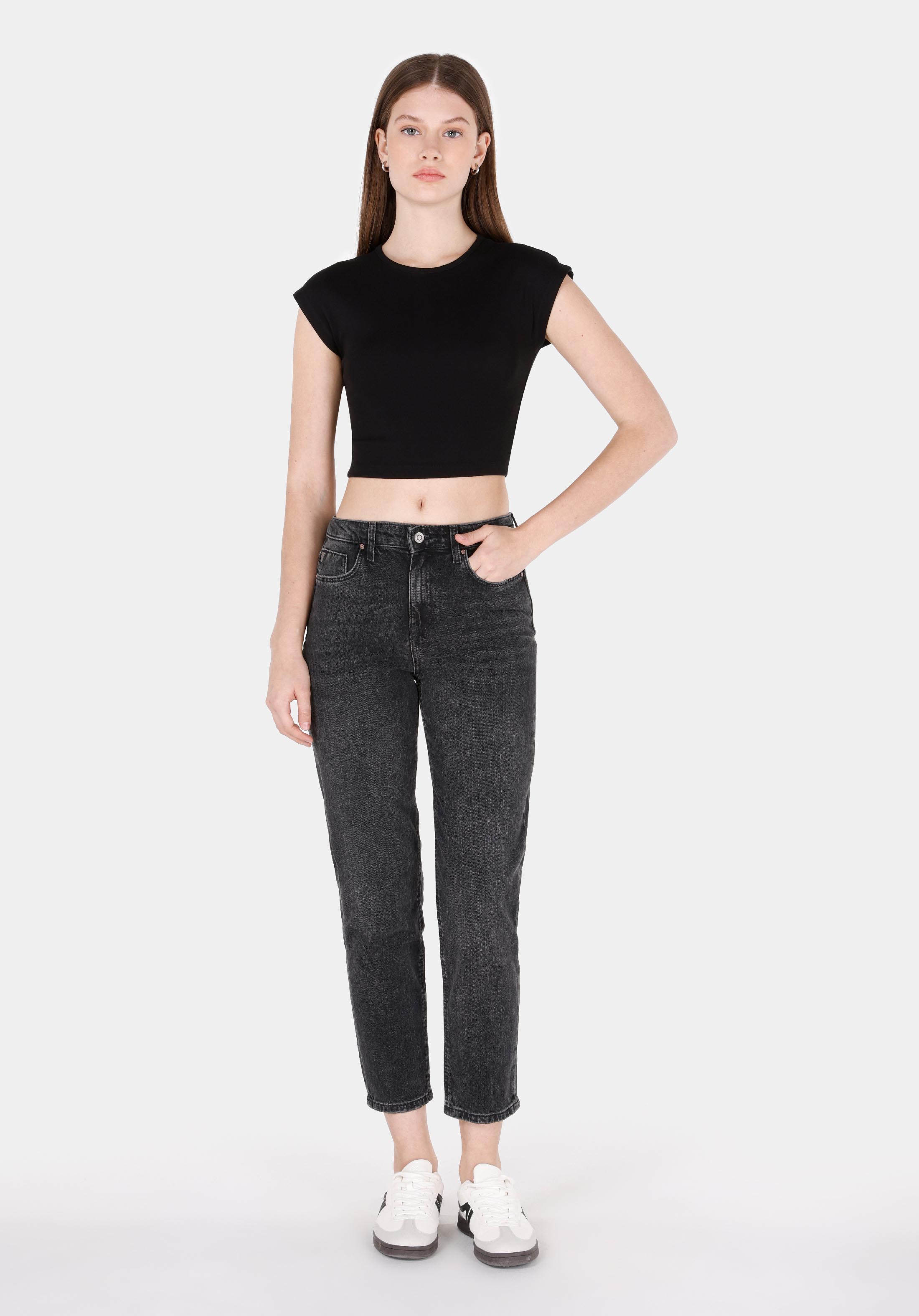 Mom Fit   Kadın Siyah Jean Pantolon