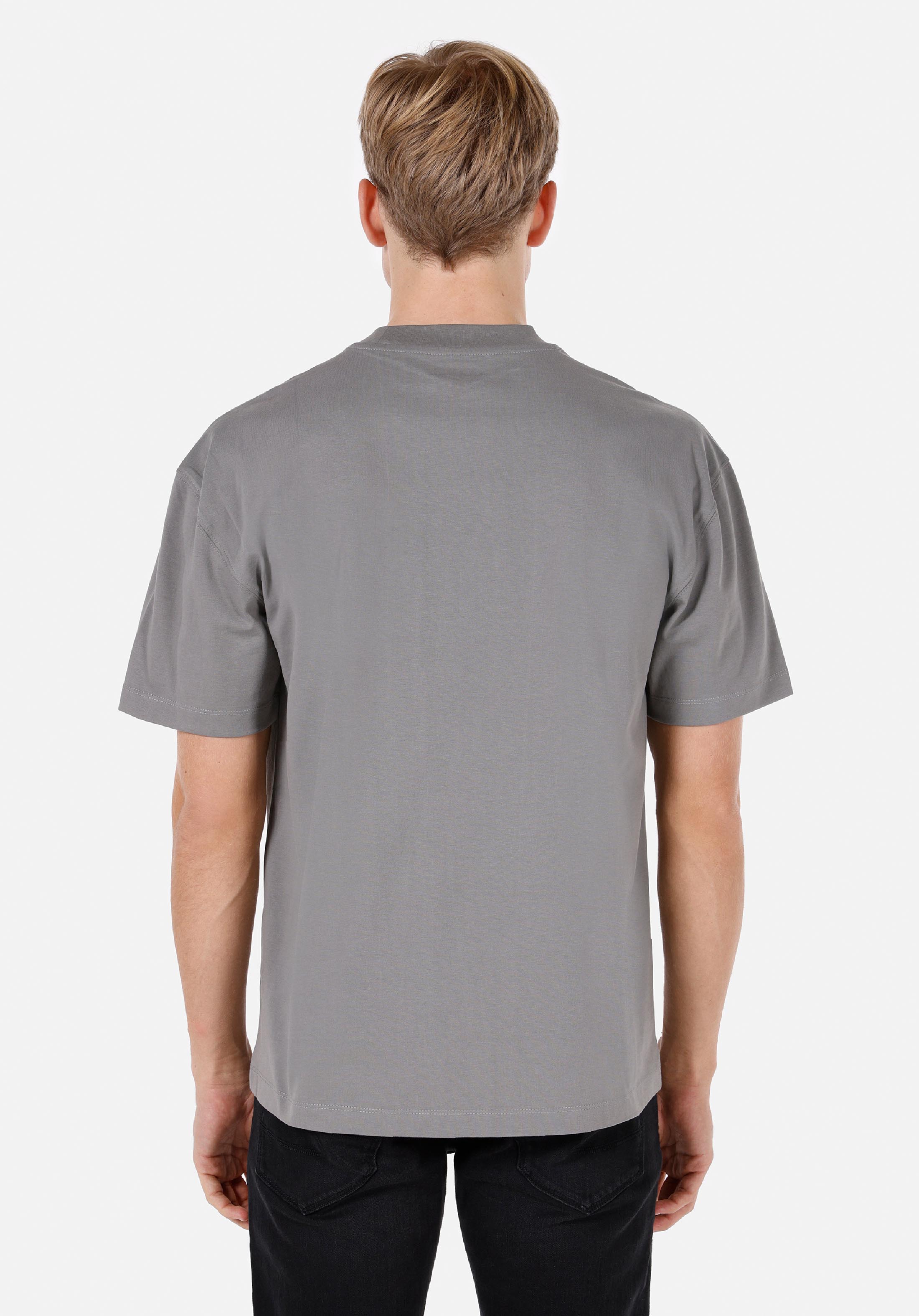 Comfort Fit Yuvarlak Yaka Düz Erkek Gri Kısa Kol Tişört