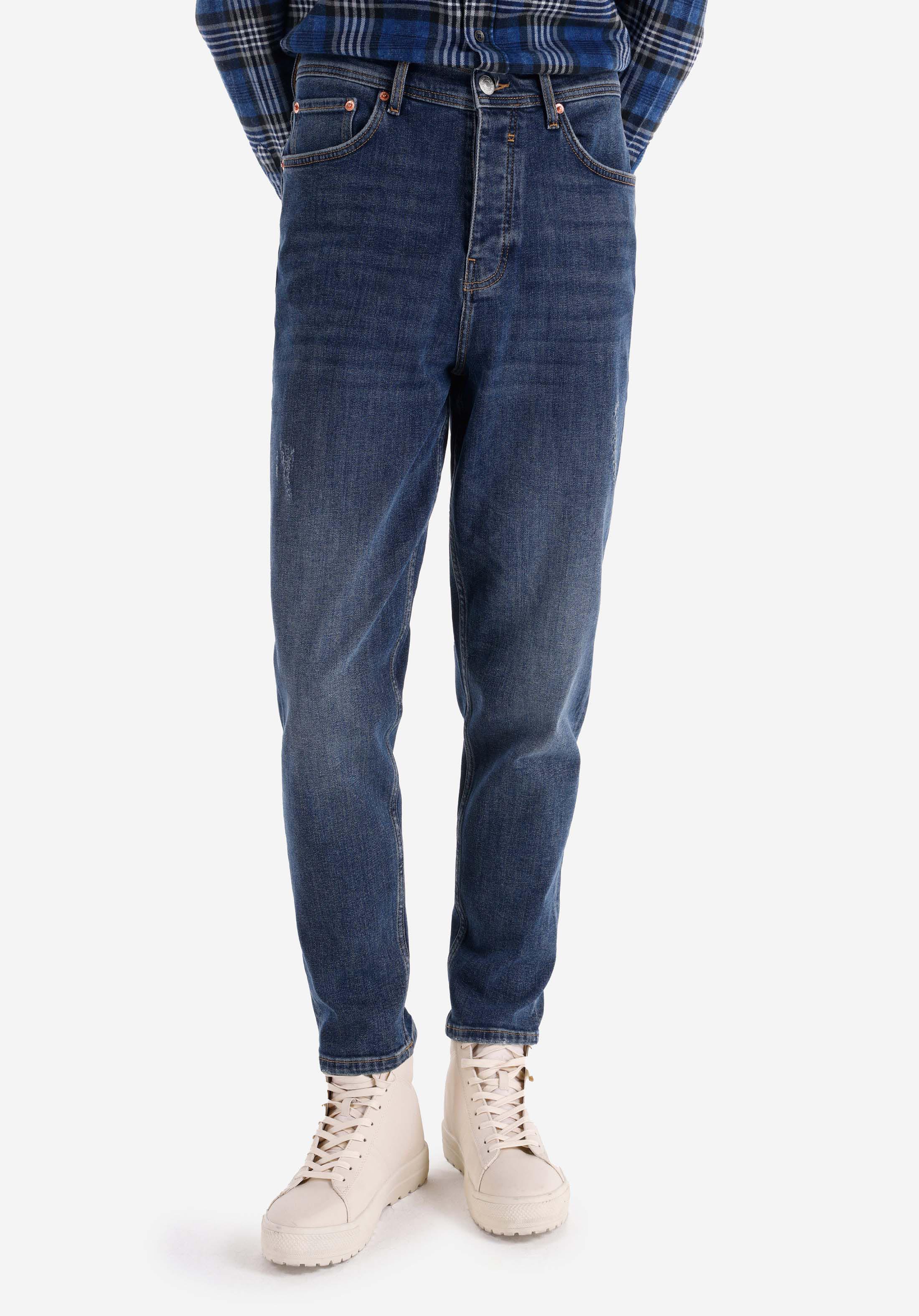 Loose Tapered Fit   Erkek İndigo Jean Pantolon