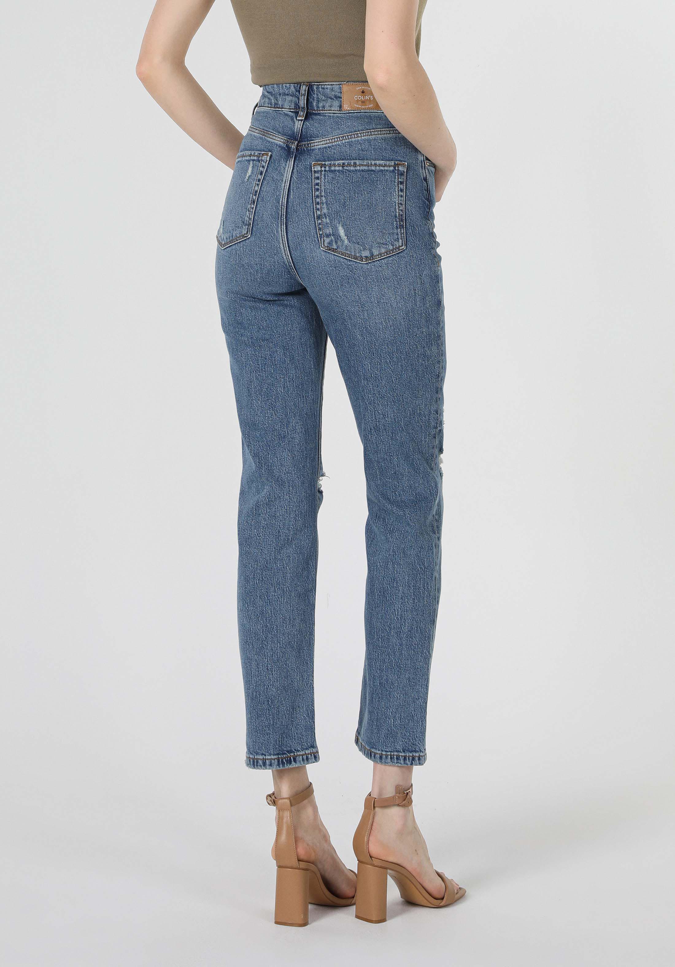 Straight Fit Yüksel Bel Bootcut Kadın Lacivert Jean Pantolon