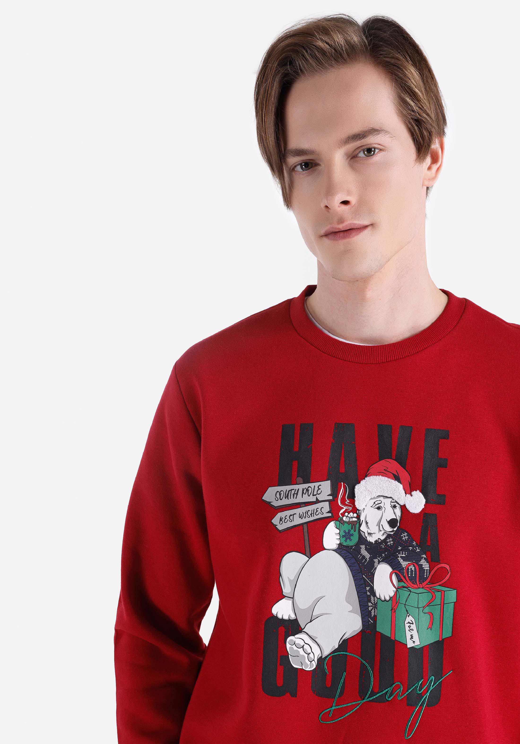 Regular Fit   Erkek Kirmizi Sweatshirt