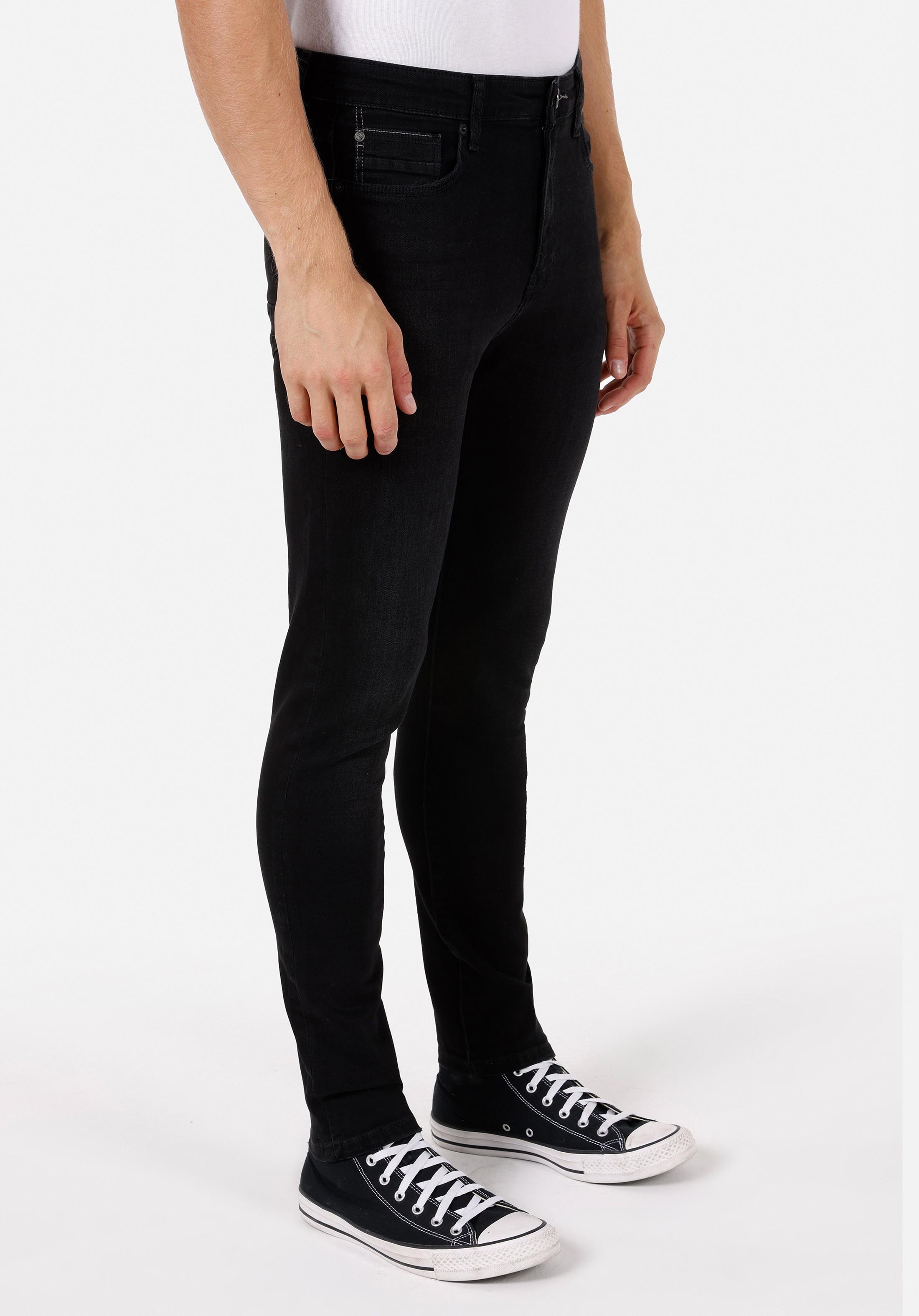 Skinny Fit Yüksel Bel Dar Paça Erkek Siyah Jean Pantolon