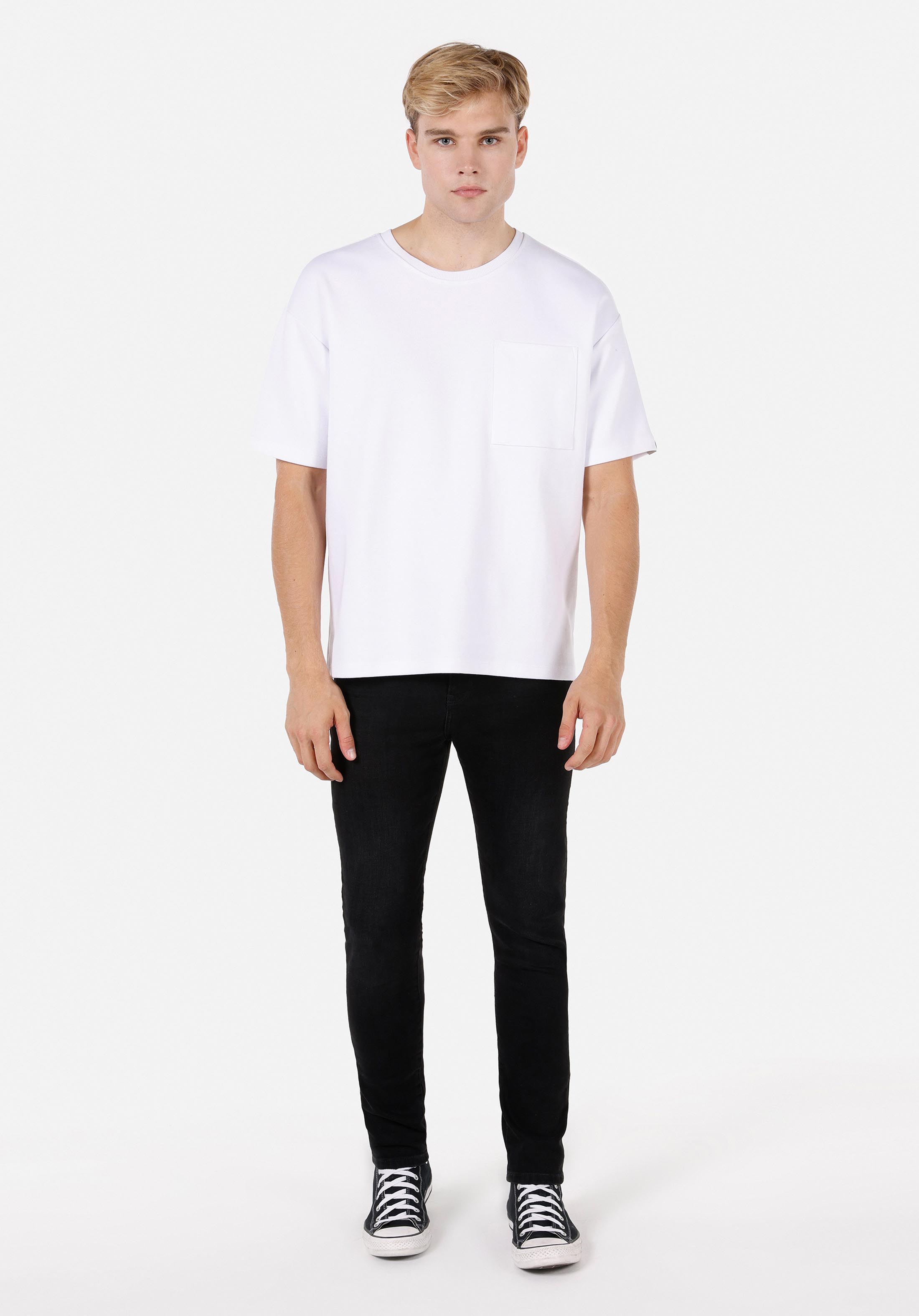 Skinny Fit Yüksel Bel Dar Paça Erkek Siyah Jean Pantolon