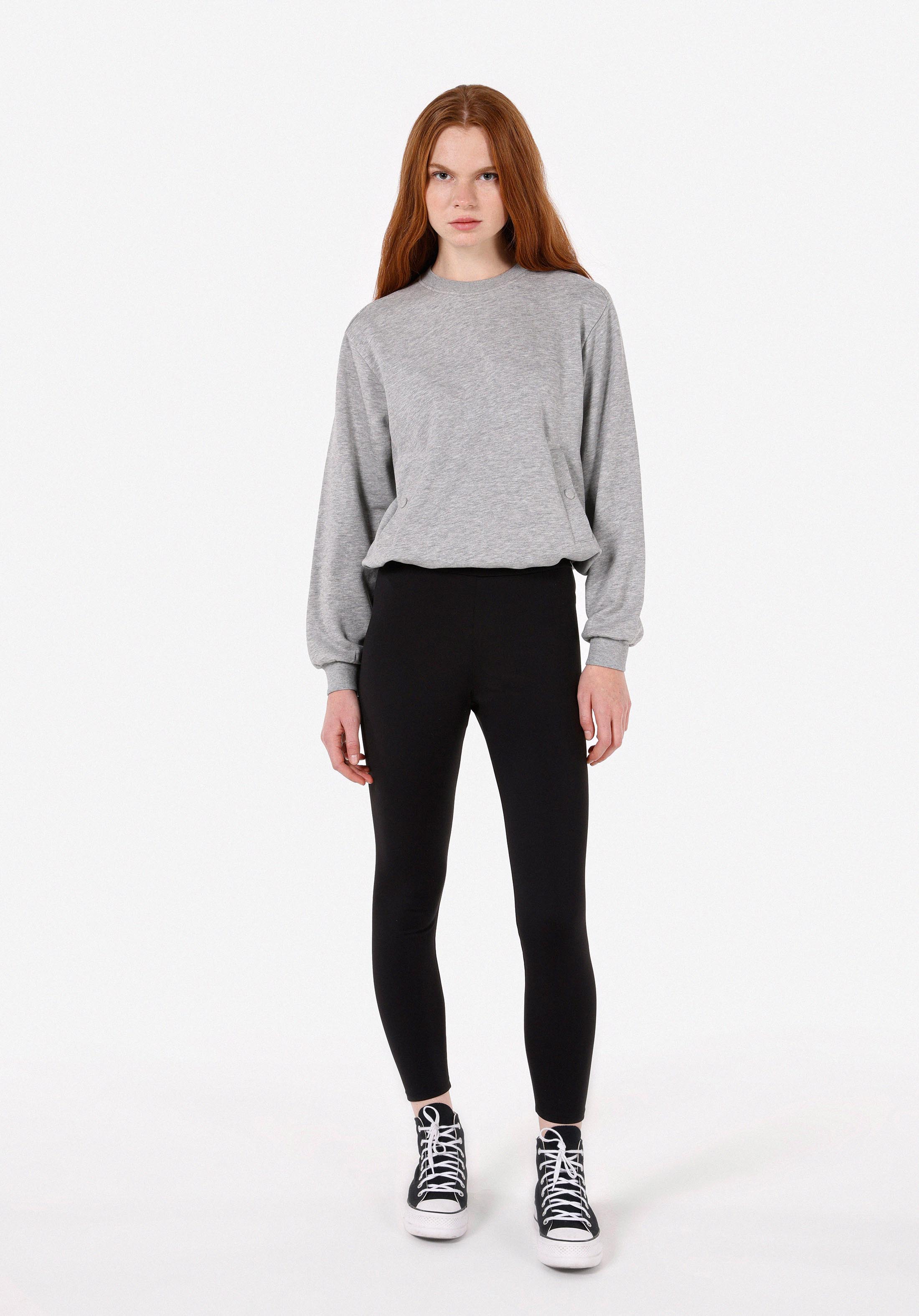 Slim Fit Yüksel Bel  Kadın Siyah Örme Tayt
