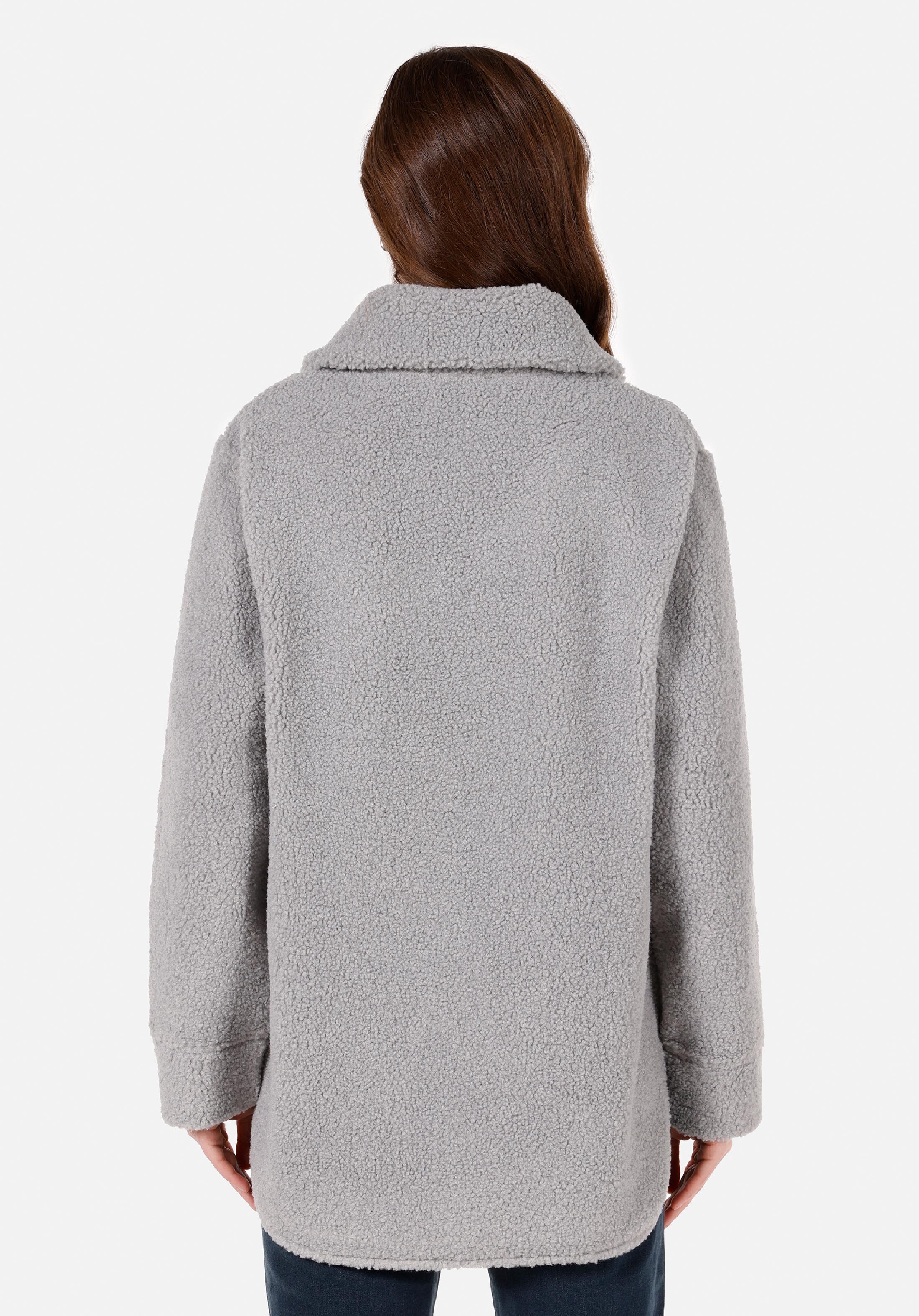 Regular Fit Fermuarlı  Kadın Gri Sweatshirt