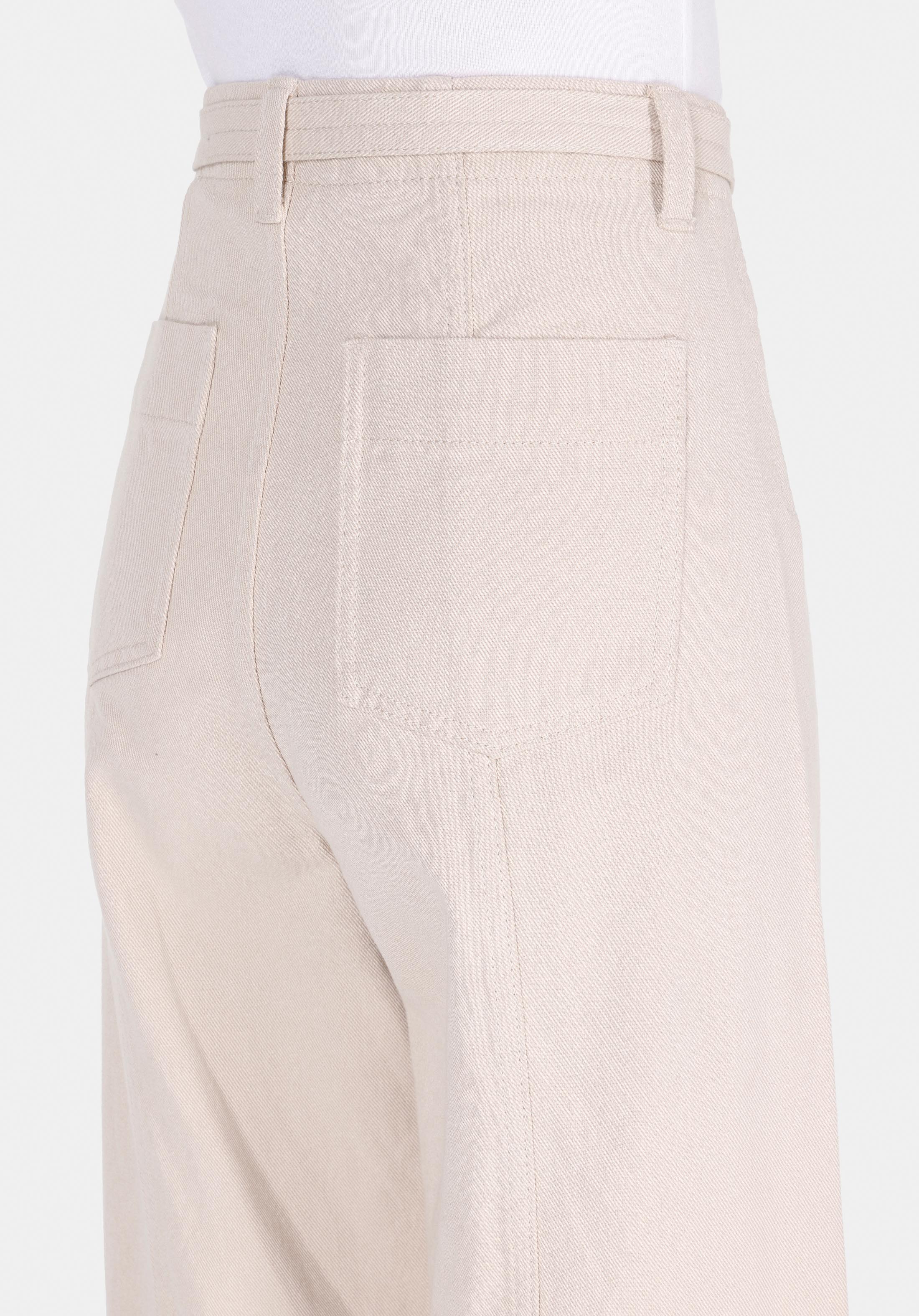 Regular Fit Orta Bel Geniş Paça Kadın Bej  Pantolon