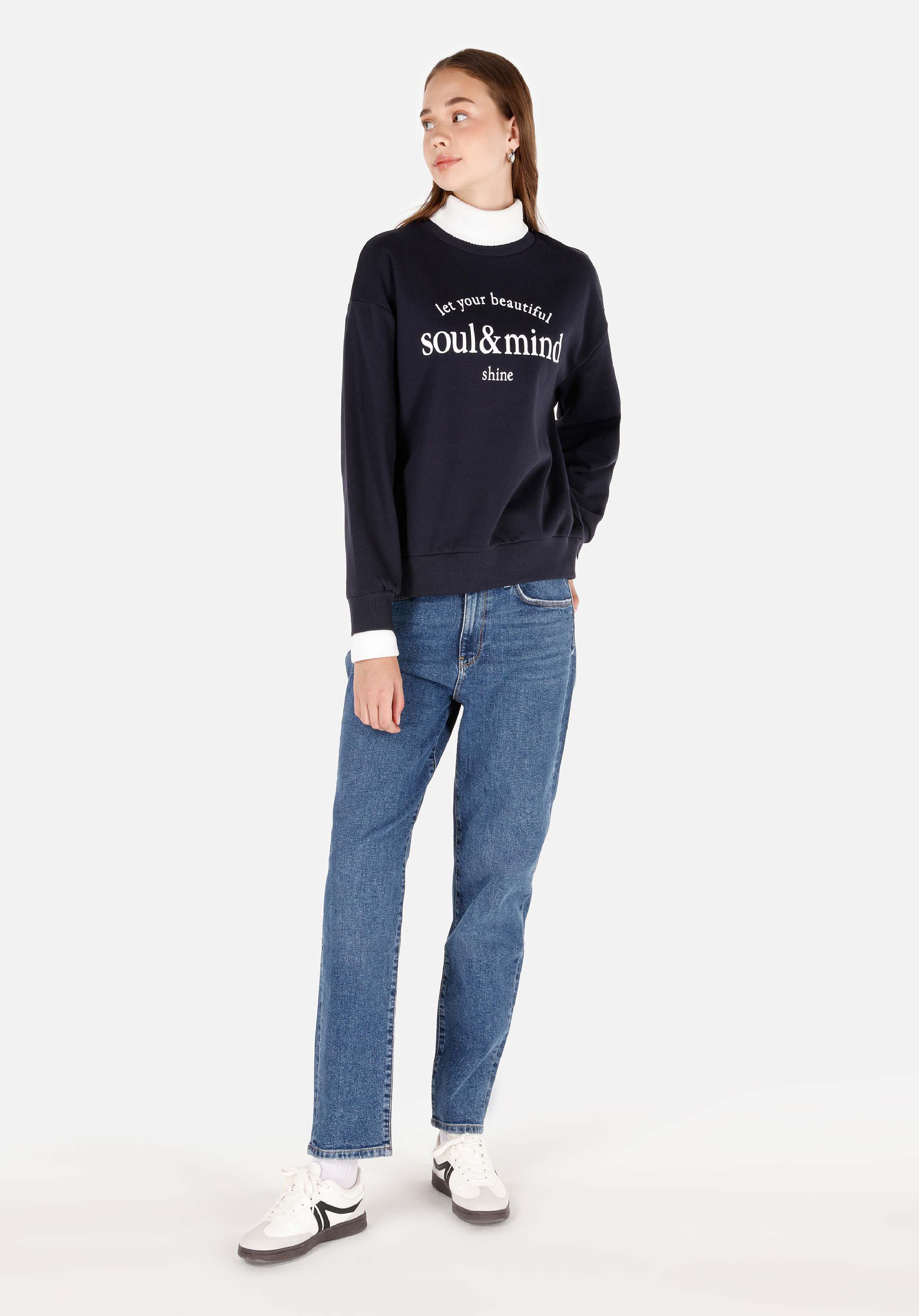 Regular Fit Dik Yaka  Kadın Lacivert Sweatshirt