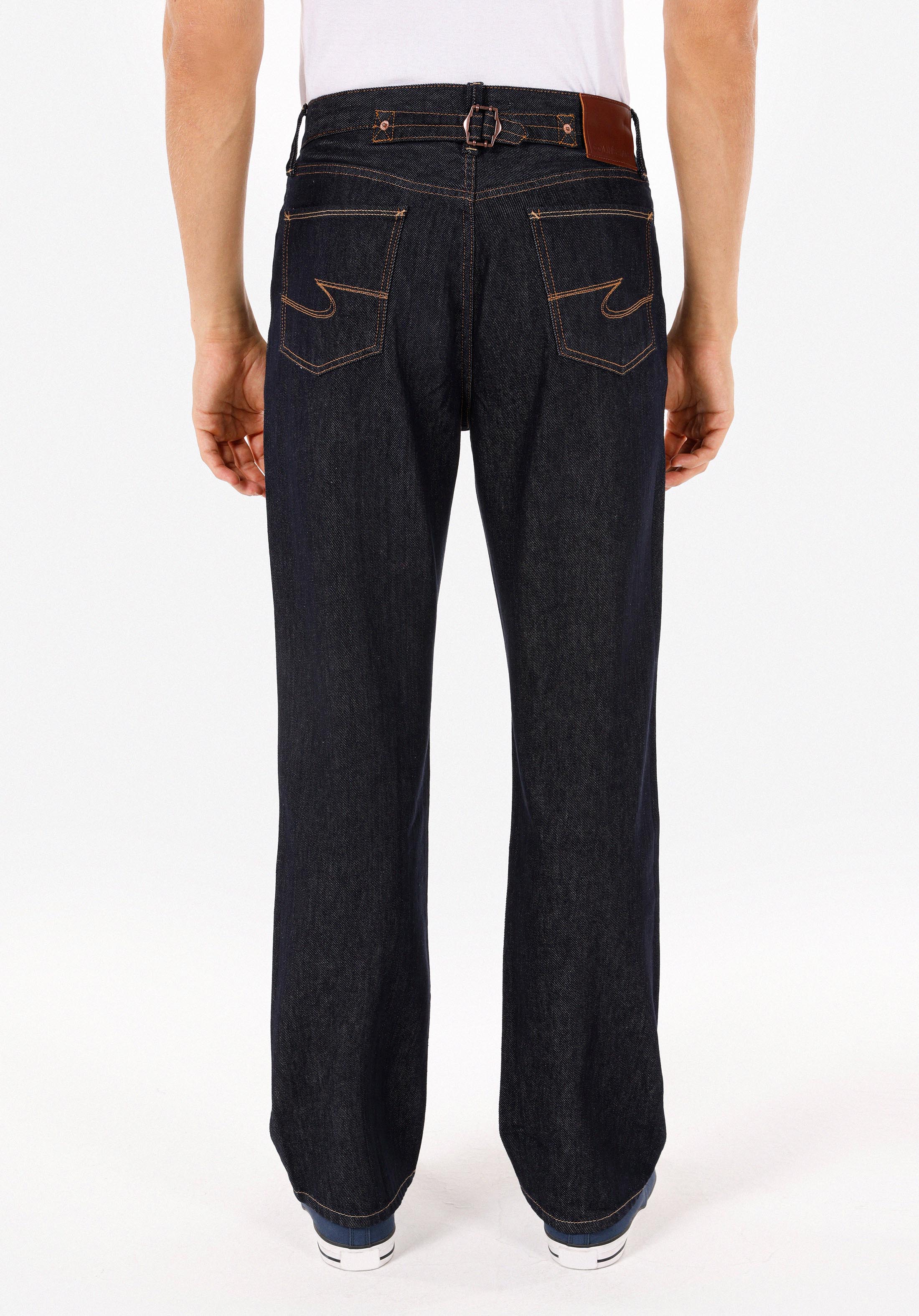 Straight Fit Yüksel Bel Düz Paça Erkek Lacivert Jean Pantolon