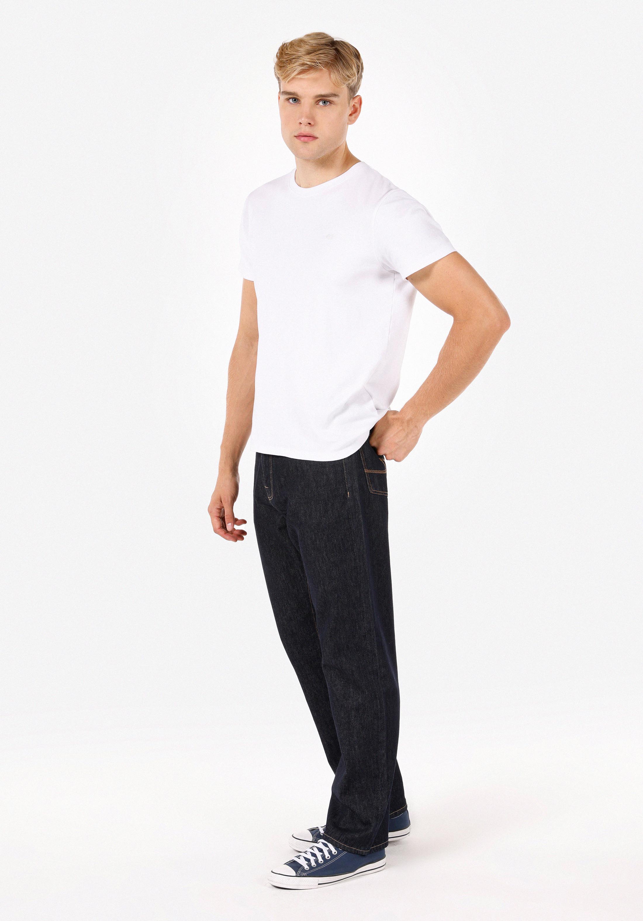 Straight Fit Yüksel Bel Düz Paça Erkek Lacivert Jean Pantolon