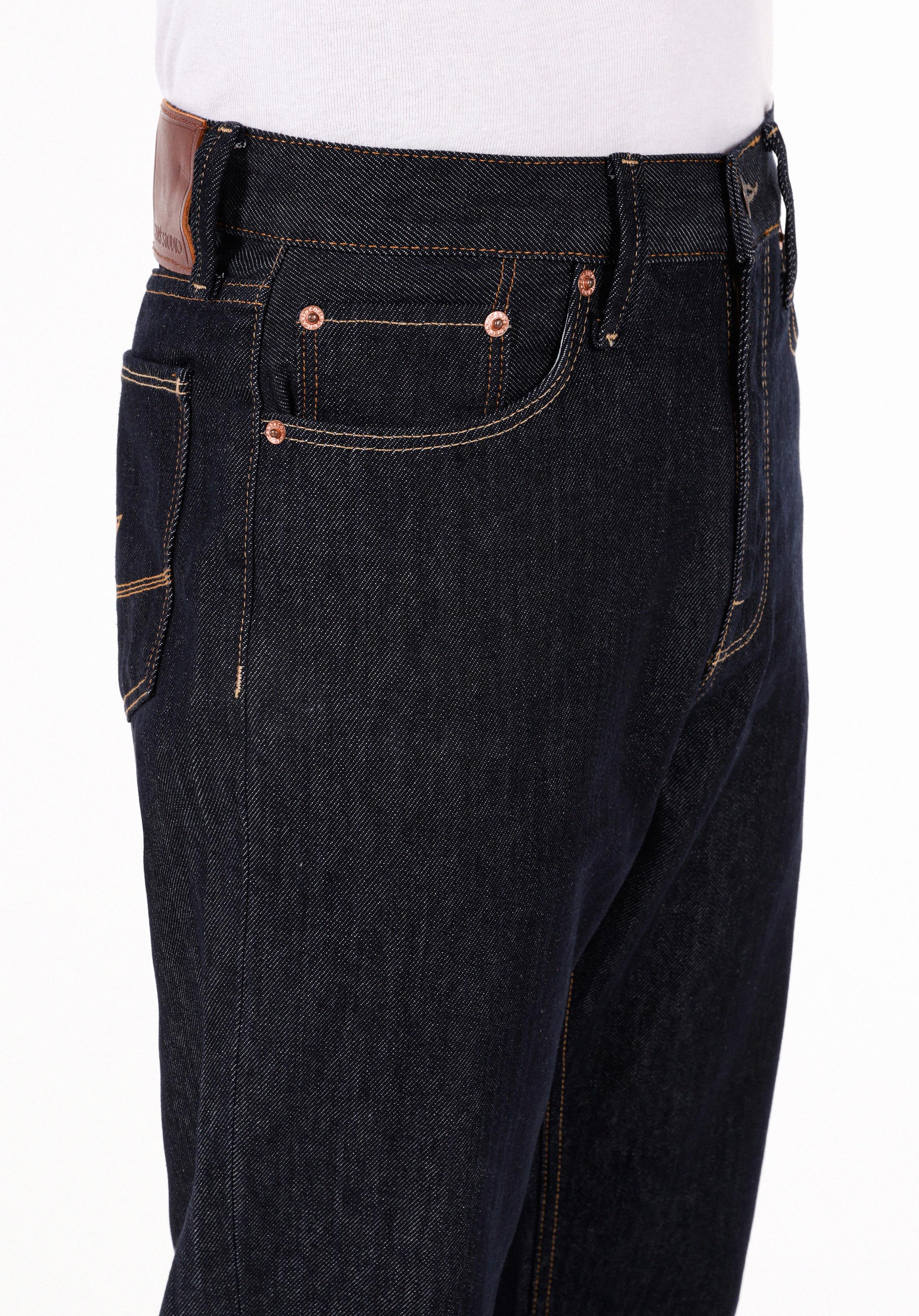 Straight Fit Yüksel Bel Düz Paça Erkek Lacivert Jean Pantolon