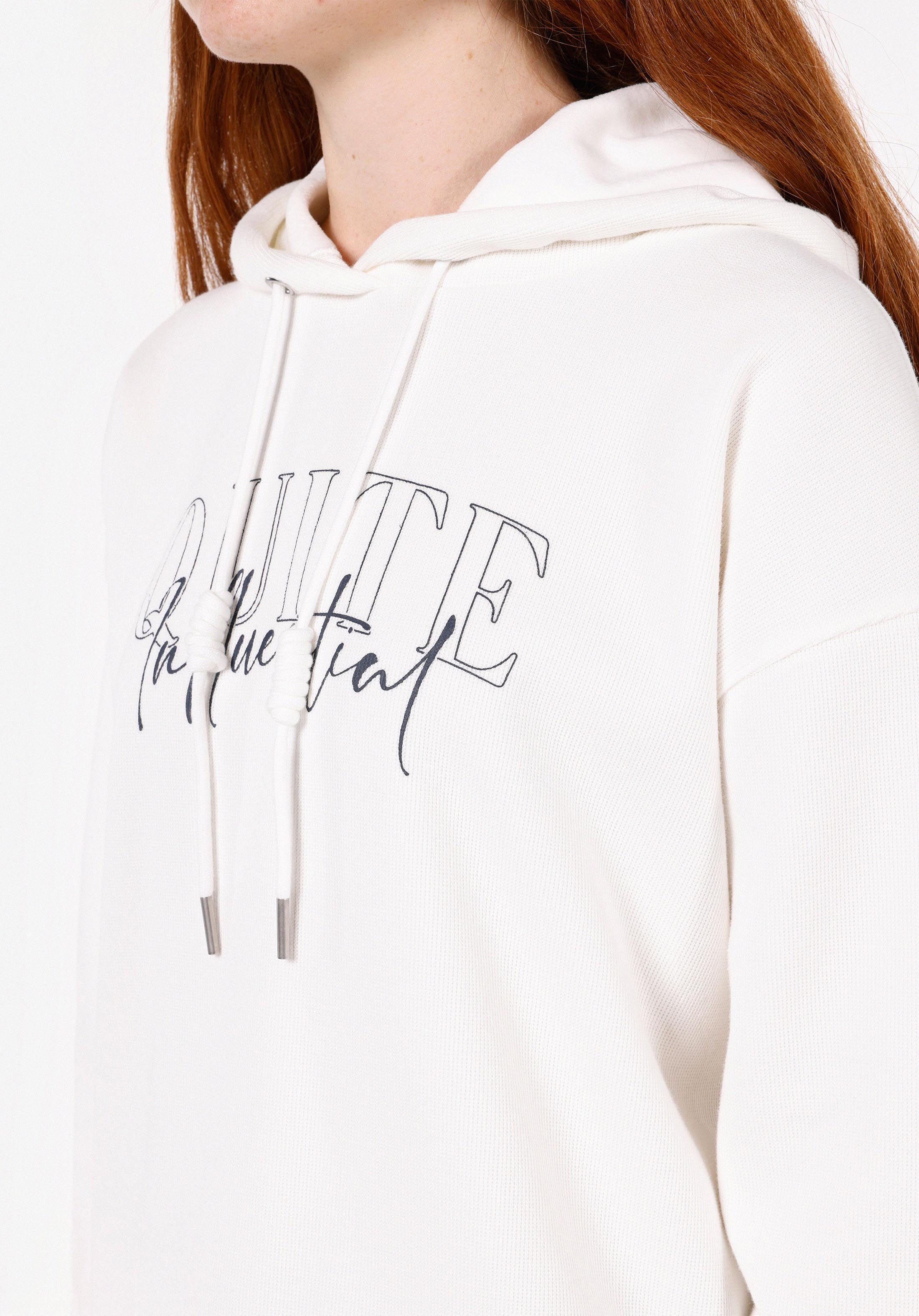 Regular Fit Kapüşonlu  Kadın Beyaz Sweatshirt