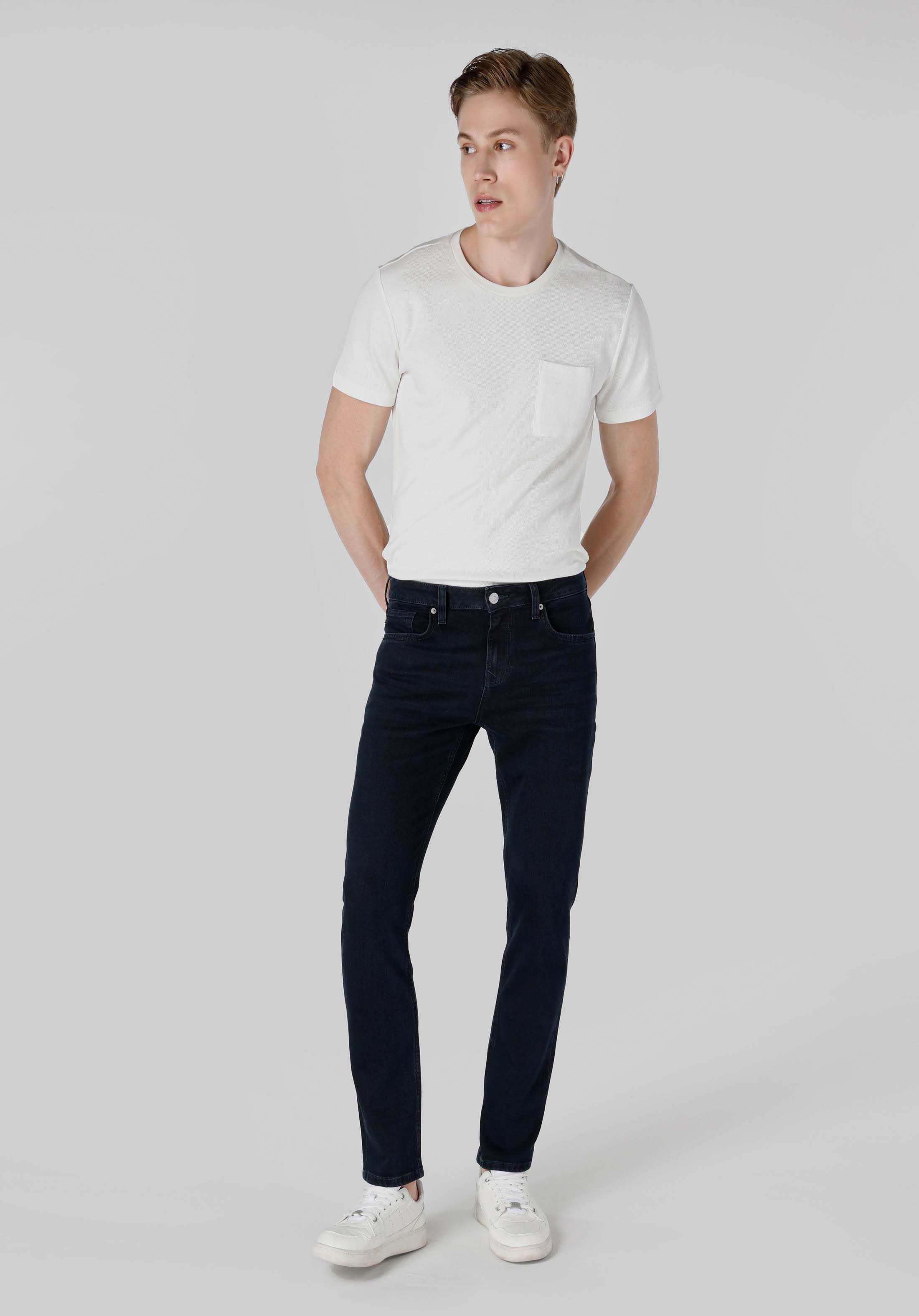 Straight Fit Düşük Bel Düz Paça Erkek İndigo Jean Pantolon